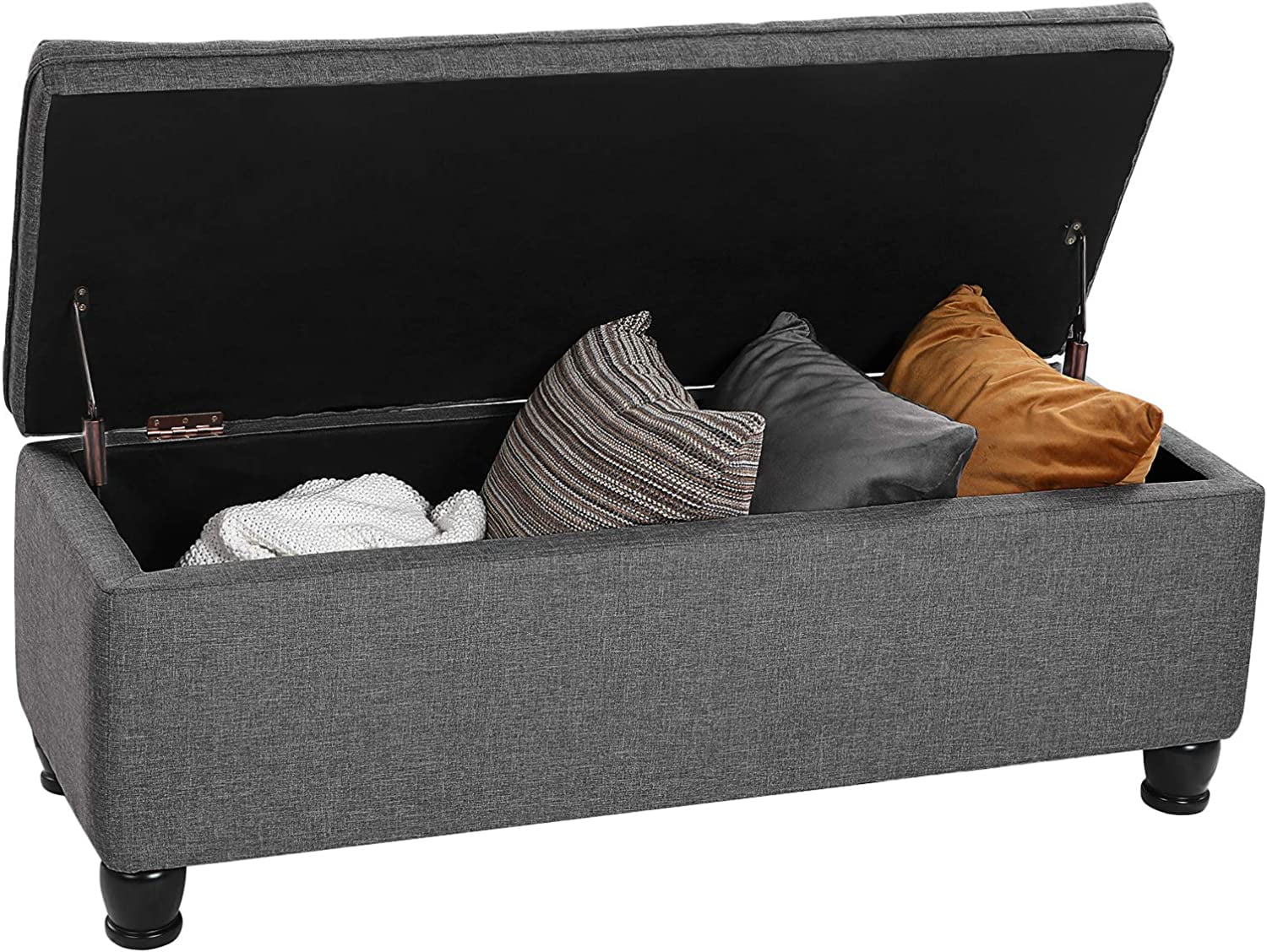 SONGMICS 46.5" Storage Ottoman Bench Storage Bench Bedroom Bench 330lb Load Capacity Solid Wood Legs Light Gray - Image 45