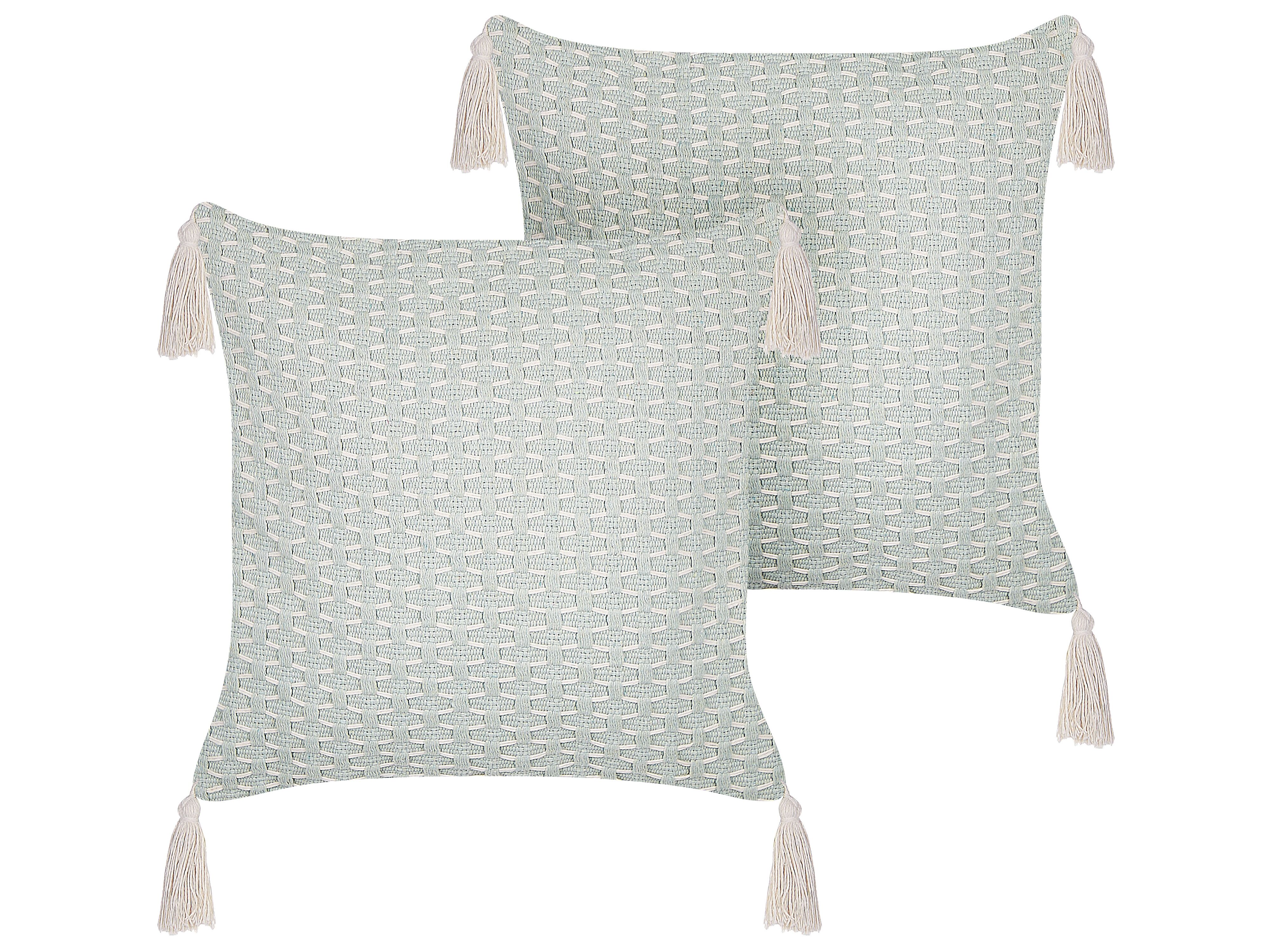 Set of 2 Decorative Cushions HAKONE 42 x 42 cm Mint Green Geometric Pattern