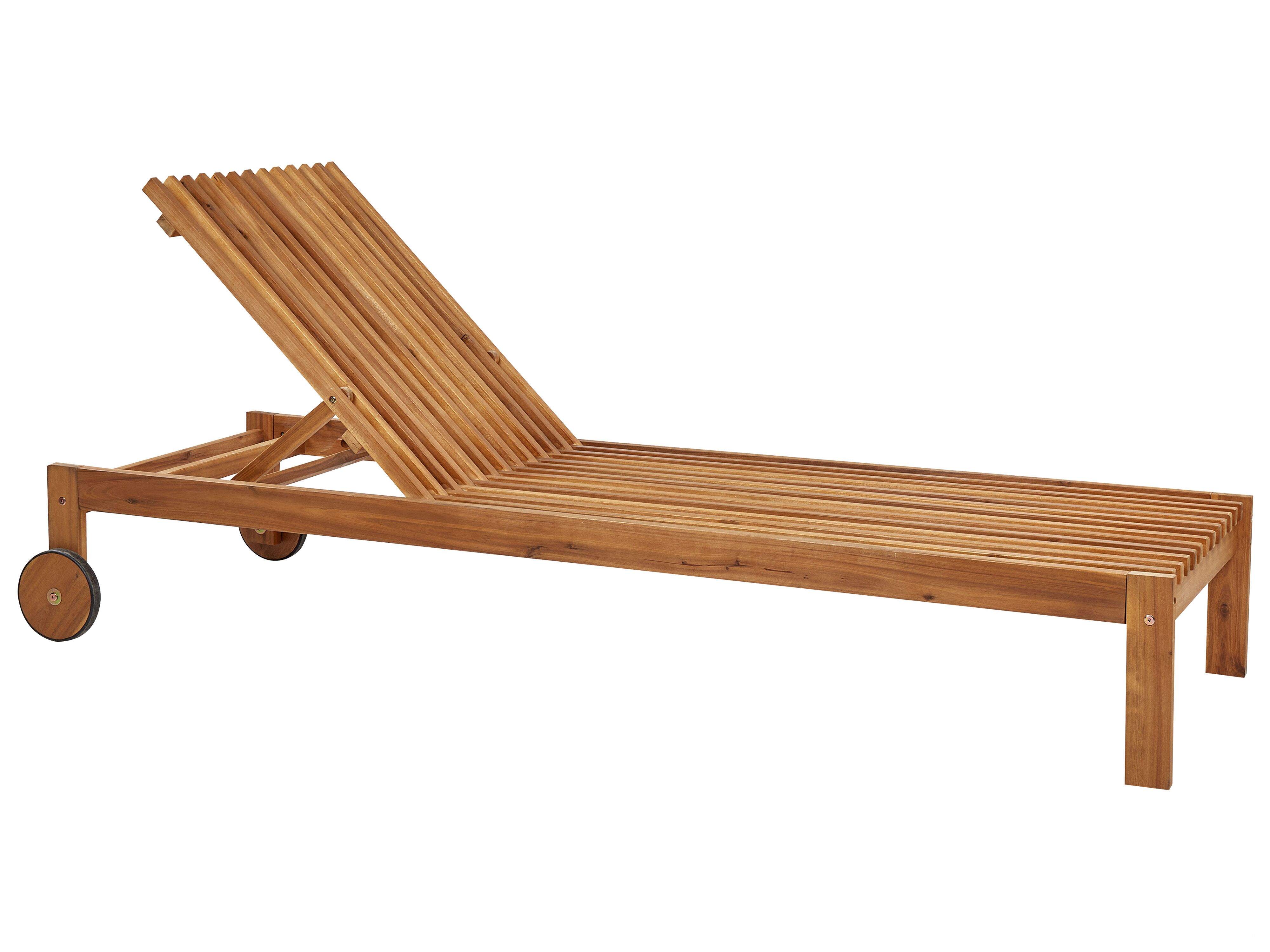 Sun Lounger BELLANO Reclining Acacia Wood Brown