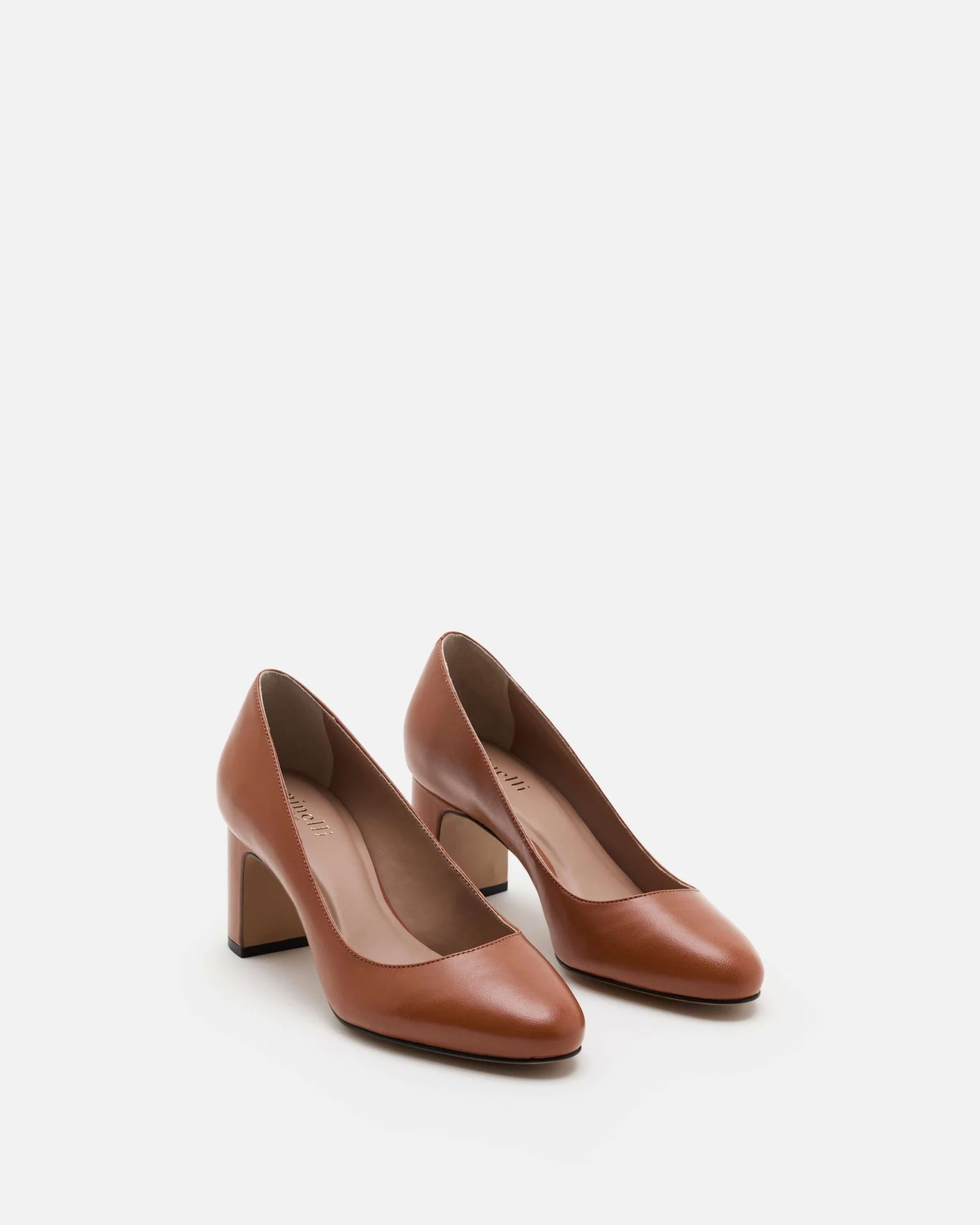ESCARPINS BETTI - En cuir à bouts ronds caramel
