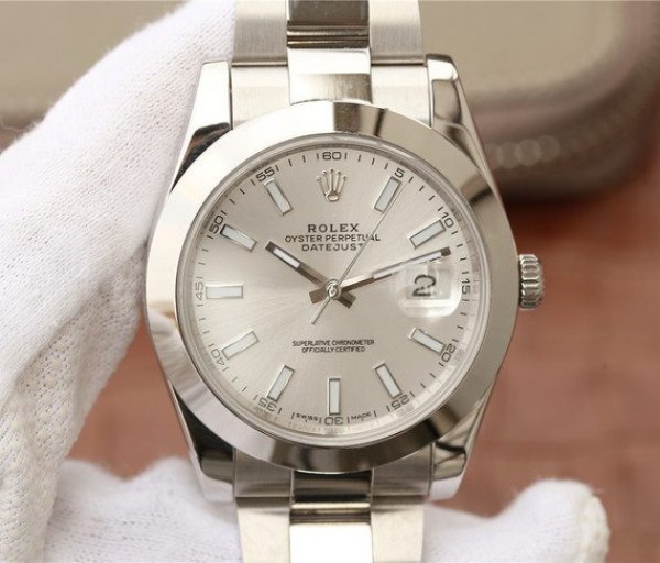 Replica Rolex DateJust 41mm 126300 Noob Polished Bezel Silver Dial Stick Markers Bracelet A3235 - Top club