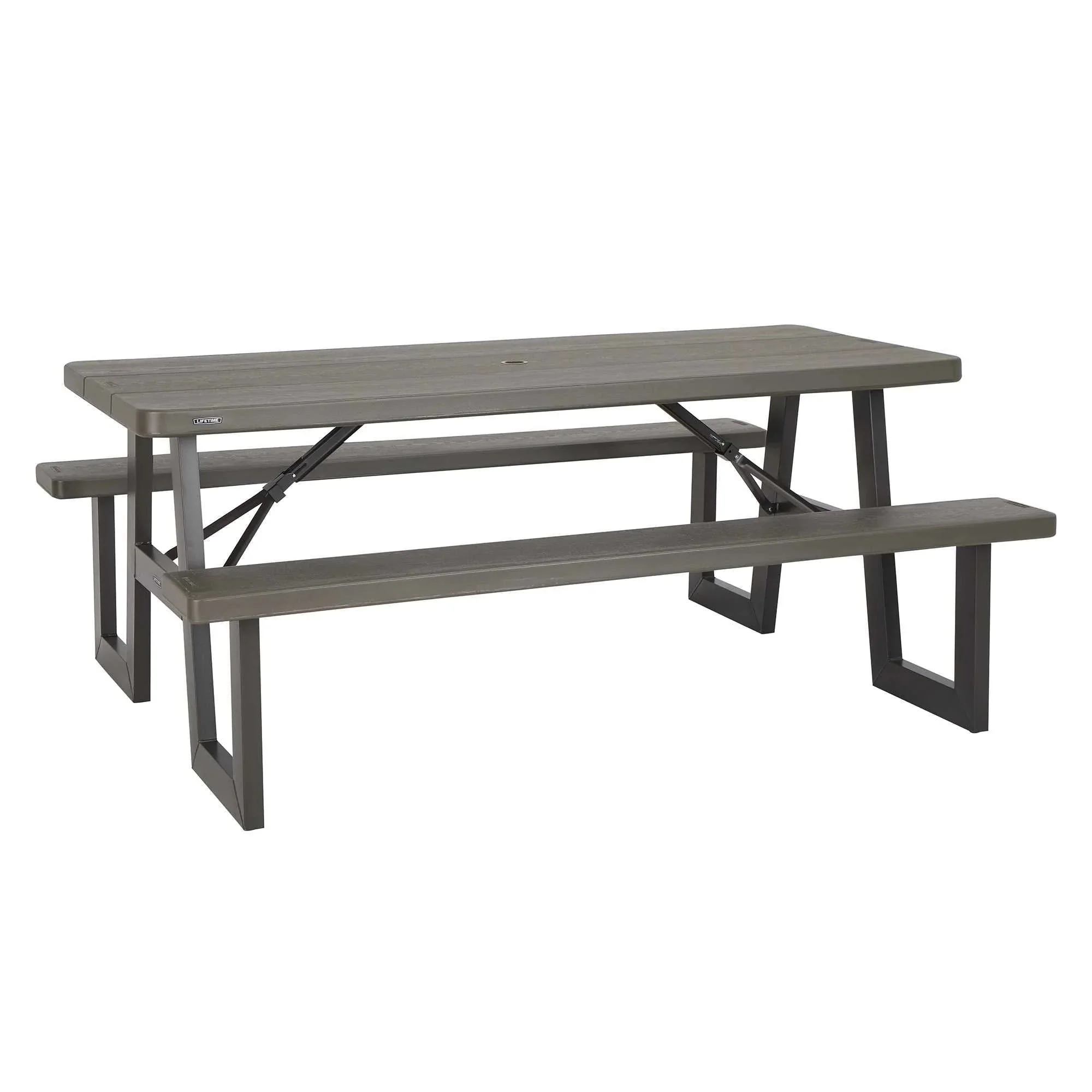 Lifetime 6-Foot W-Frame Folding Picnic Table, Brown - 60233 - Image 4 Lifetime 6-Foot W-Frame Folding Picnic Table, Brown - 60233 - Image 4