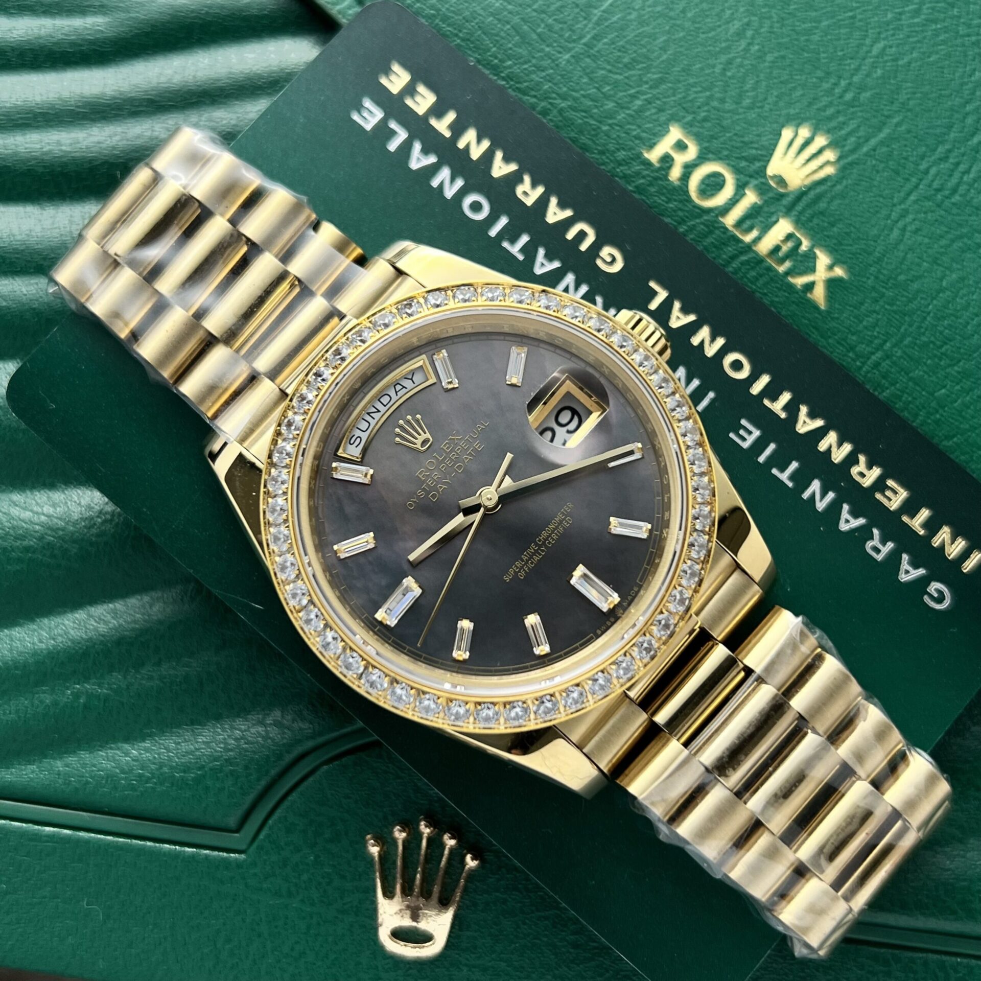 Rolex Day-Date Fake Watch Mother Of Pearl Dial President Strap 40mm - Elite Watch Atelier