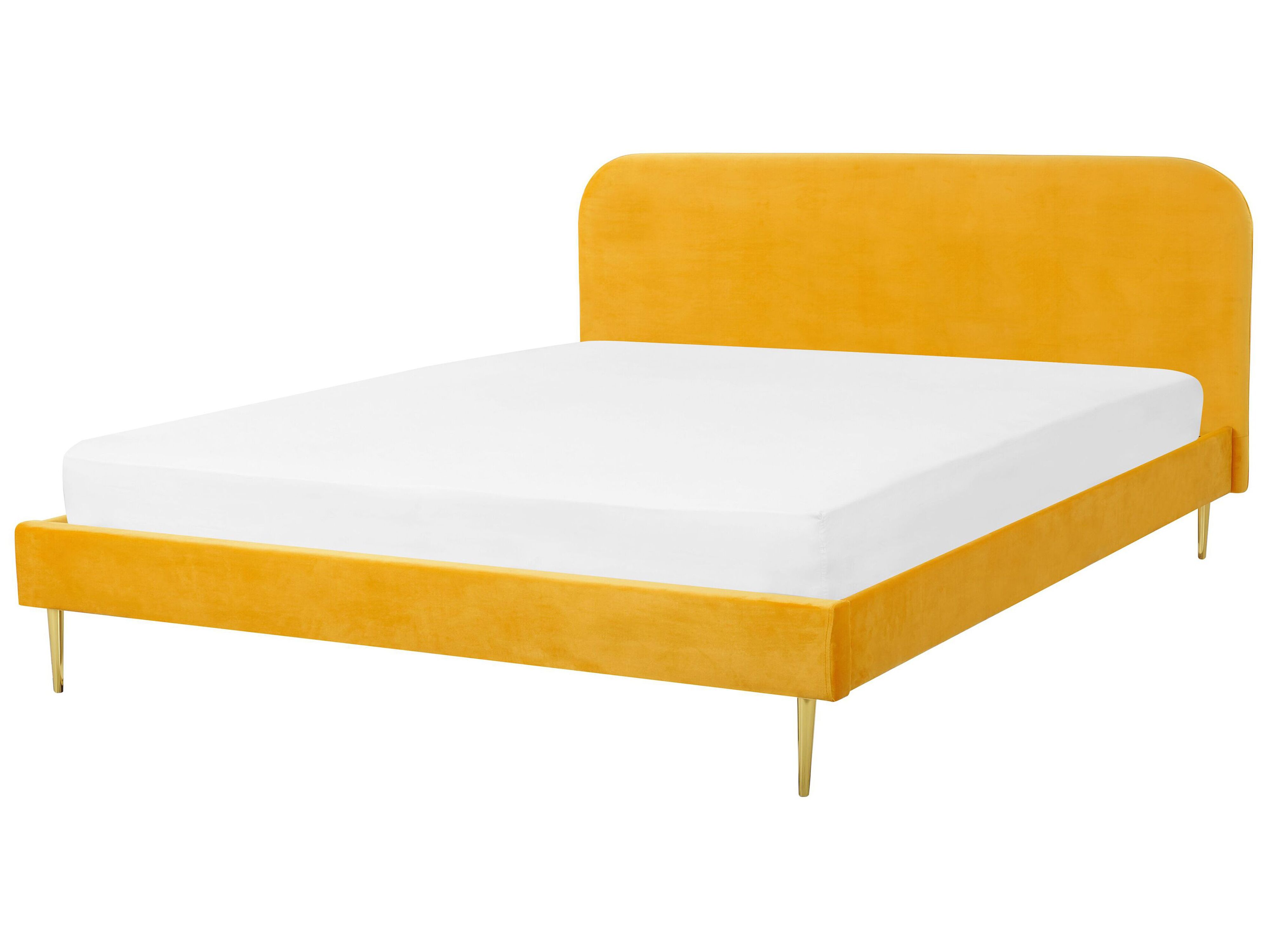 Bed Velvet FLAYAT 180 x 200 cm (EU Super King) Yellow