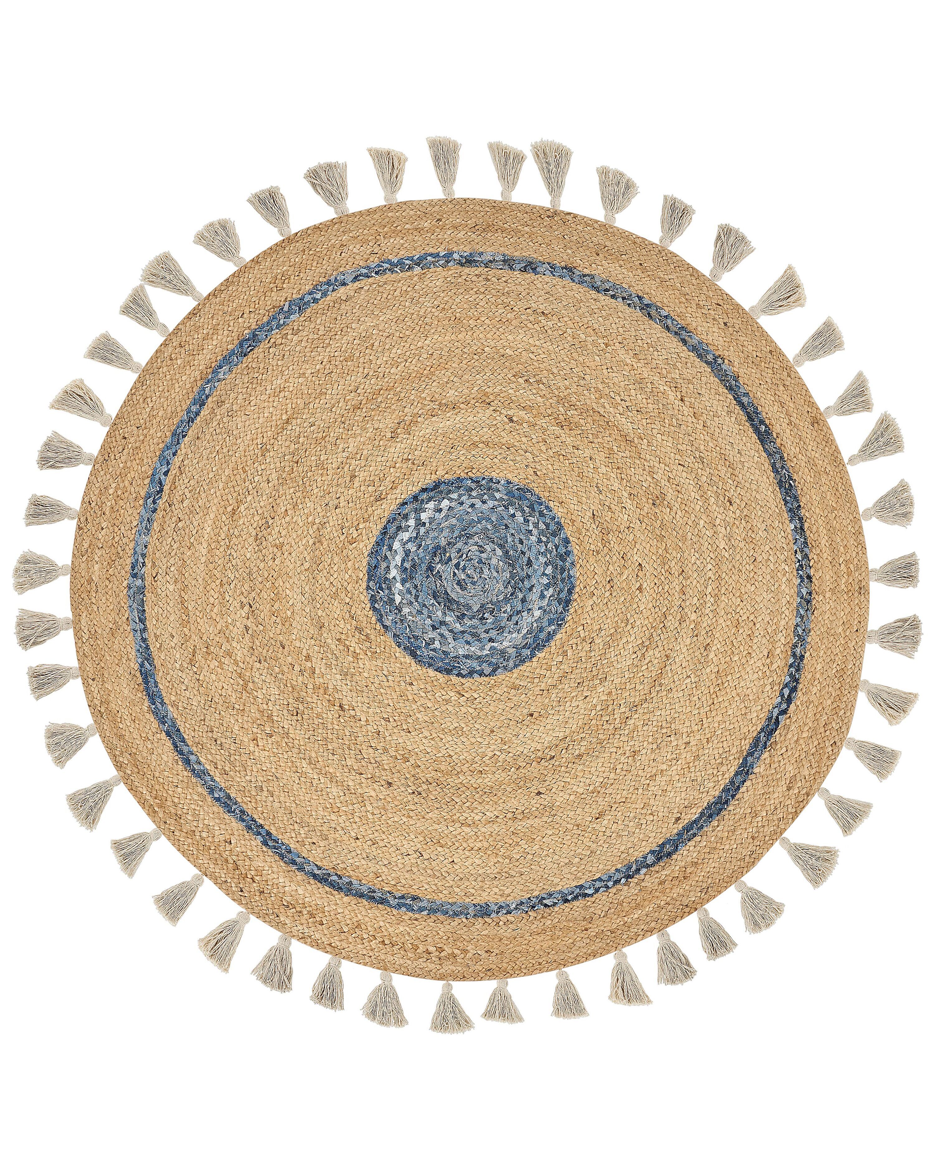 Rug OBAKOY Blue ø 140 cm Jute