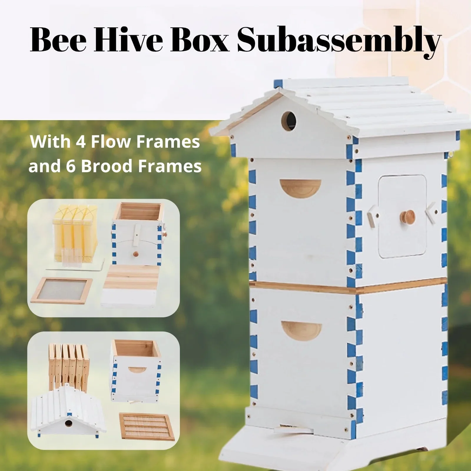AUSHIVE Wax-Coated Cedarwood Beehive Kit With 4 Beehive Frames And 6 Brood Frames - Beige - Image 11 AUSHIVE Wax-Coated Cedarwood Beehive Kit With 4 Beehive Frames And 6 Brood Frames - Beige - Image 11