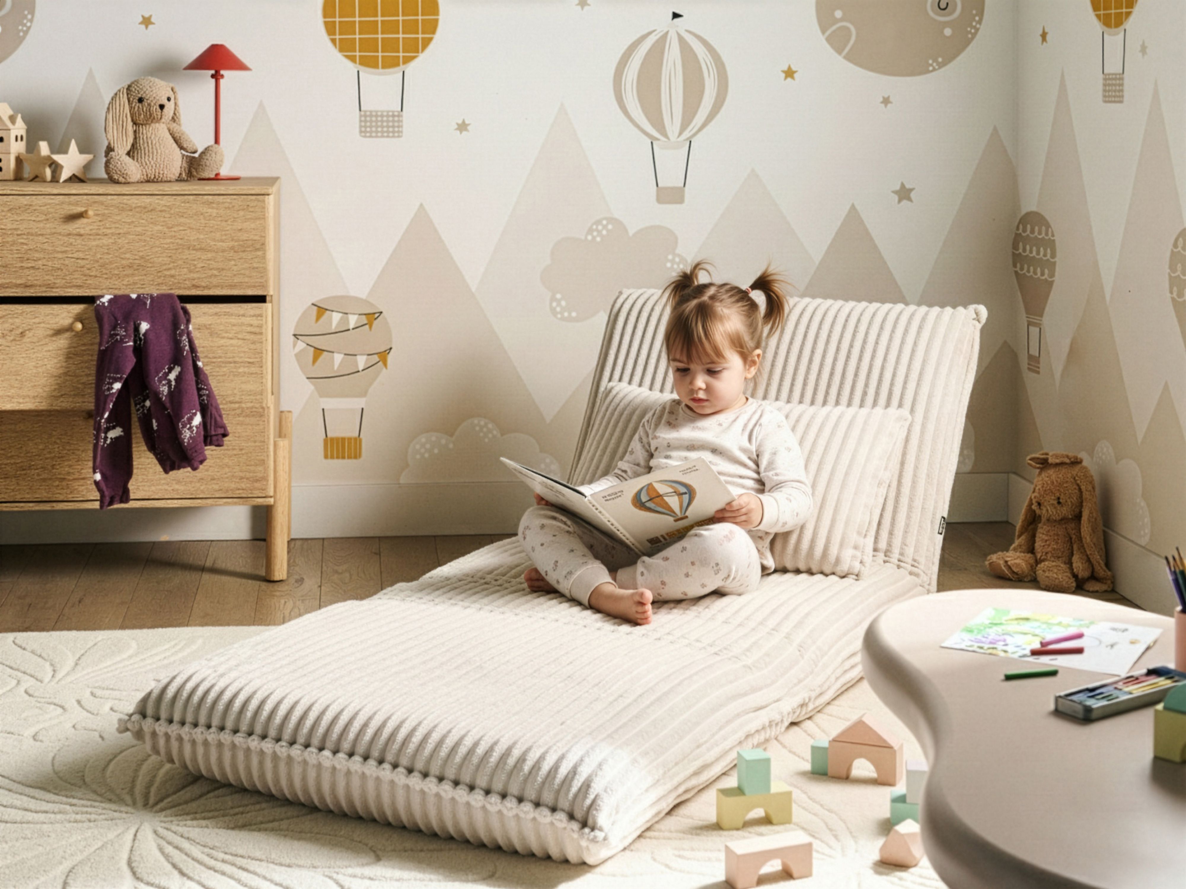 Single Sofa Bed LYSEKIL Corduroy Off-White