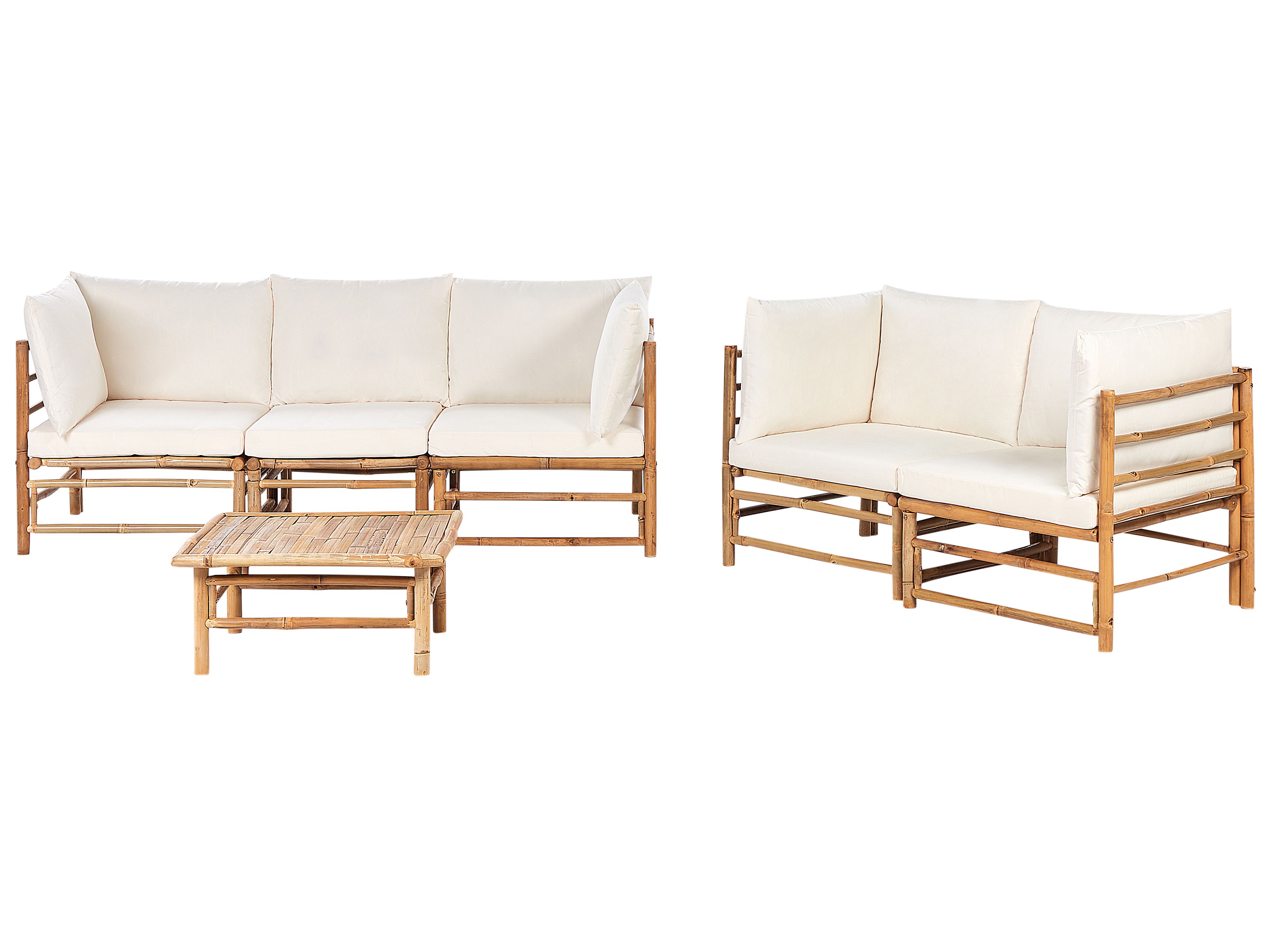Garden Lounge Set with Table 5 Seater CERRETO Bamboo Off-White