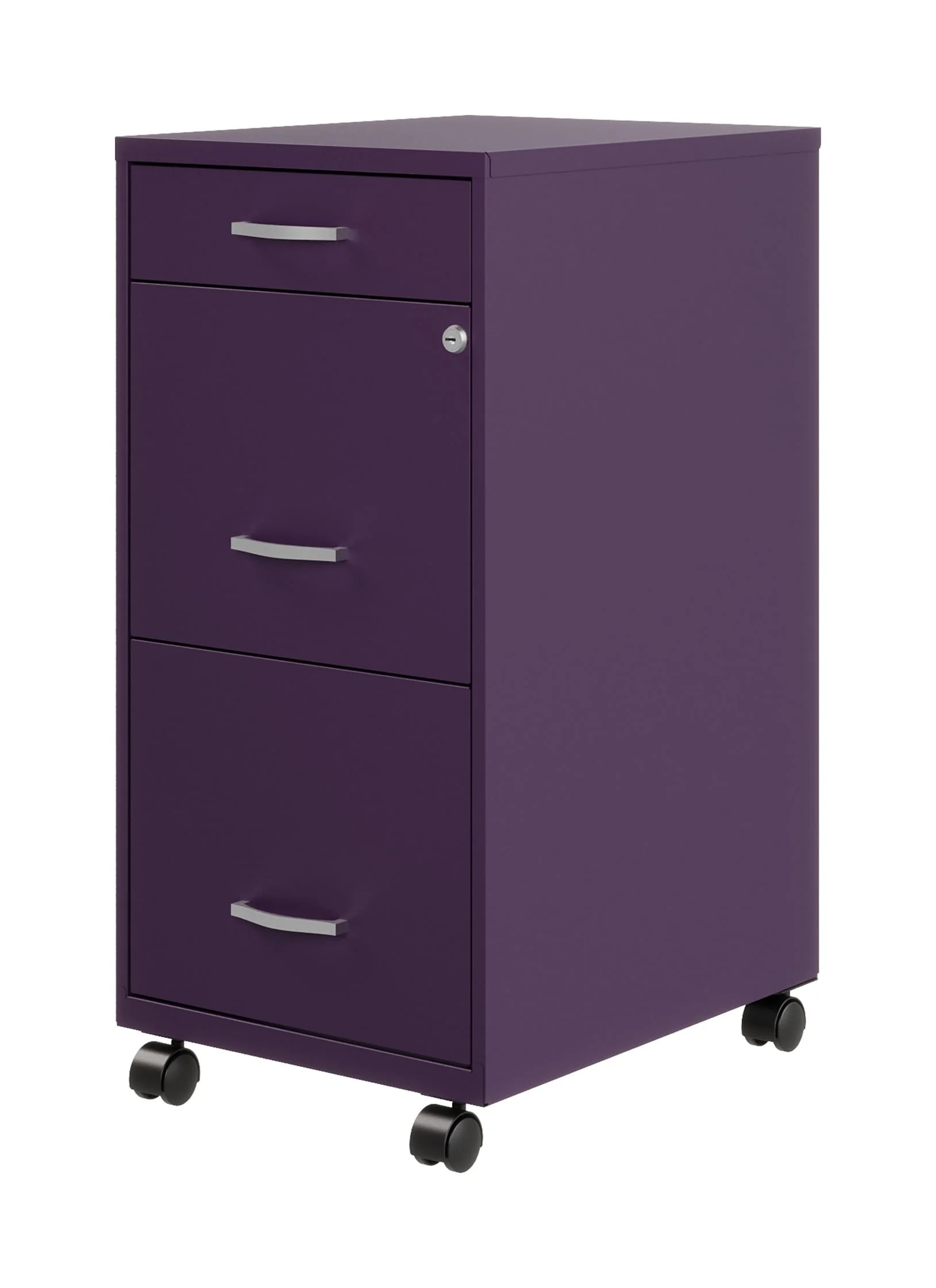 Space Solutions 18" Deep 3 Drawer Mobile Letter Width Vertical File Cabinet, Midnight Purple - Image 3