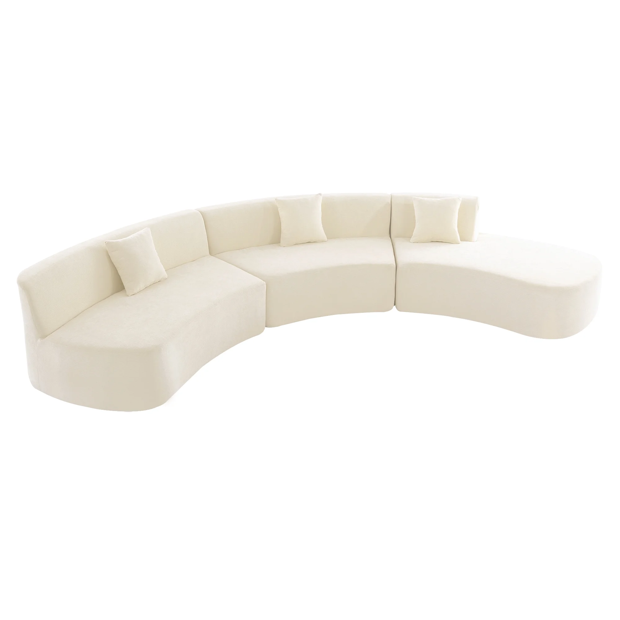 Harper & Bright Designs Modern Curved Floor Sofa Set, Modular Sectional Sponge Couch for Living Room, 2 PC Free Combination No Assembly Foam-Filled Sofa, Beige - Image 40
