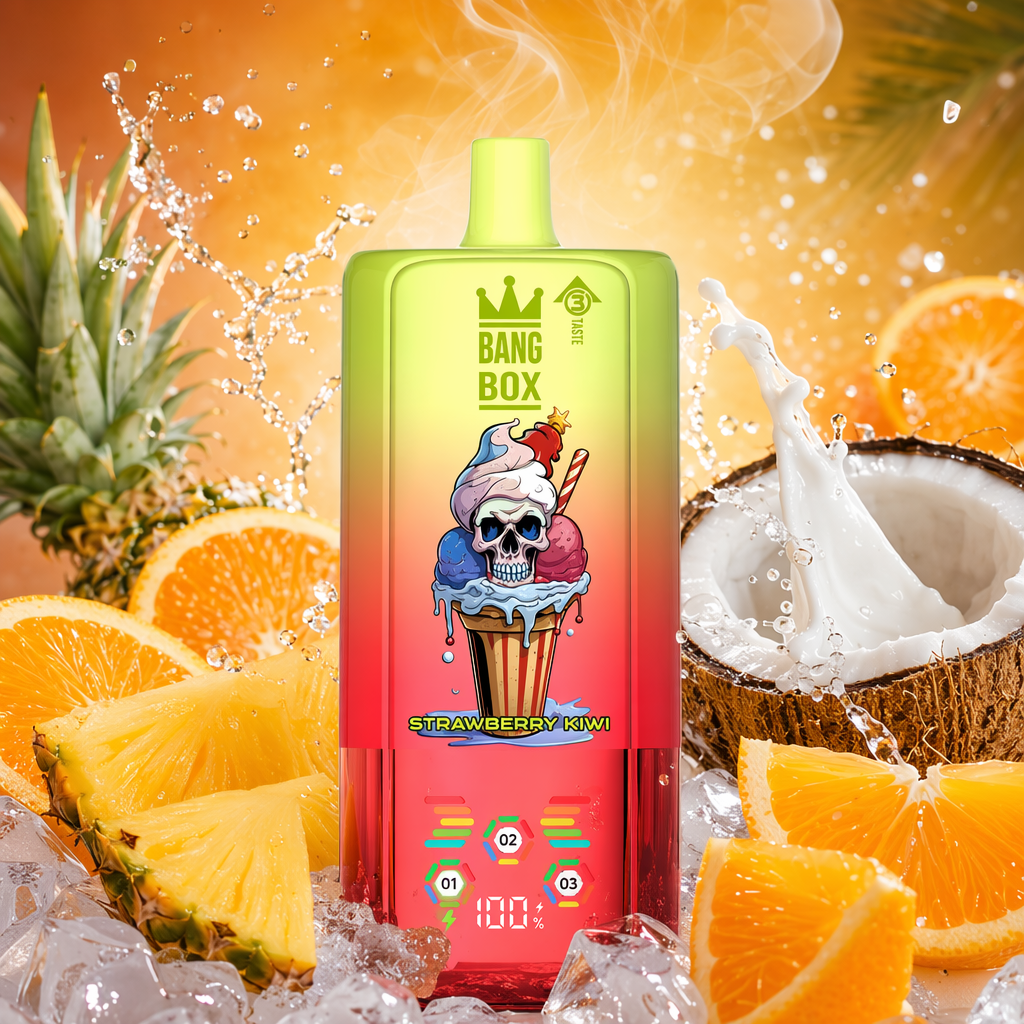BANG BOX 80 000 puffów 3w1 – Strawberry Kiwi; wskaźnik smaku 01/02/03 i poziom baterii