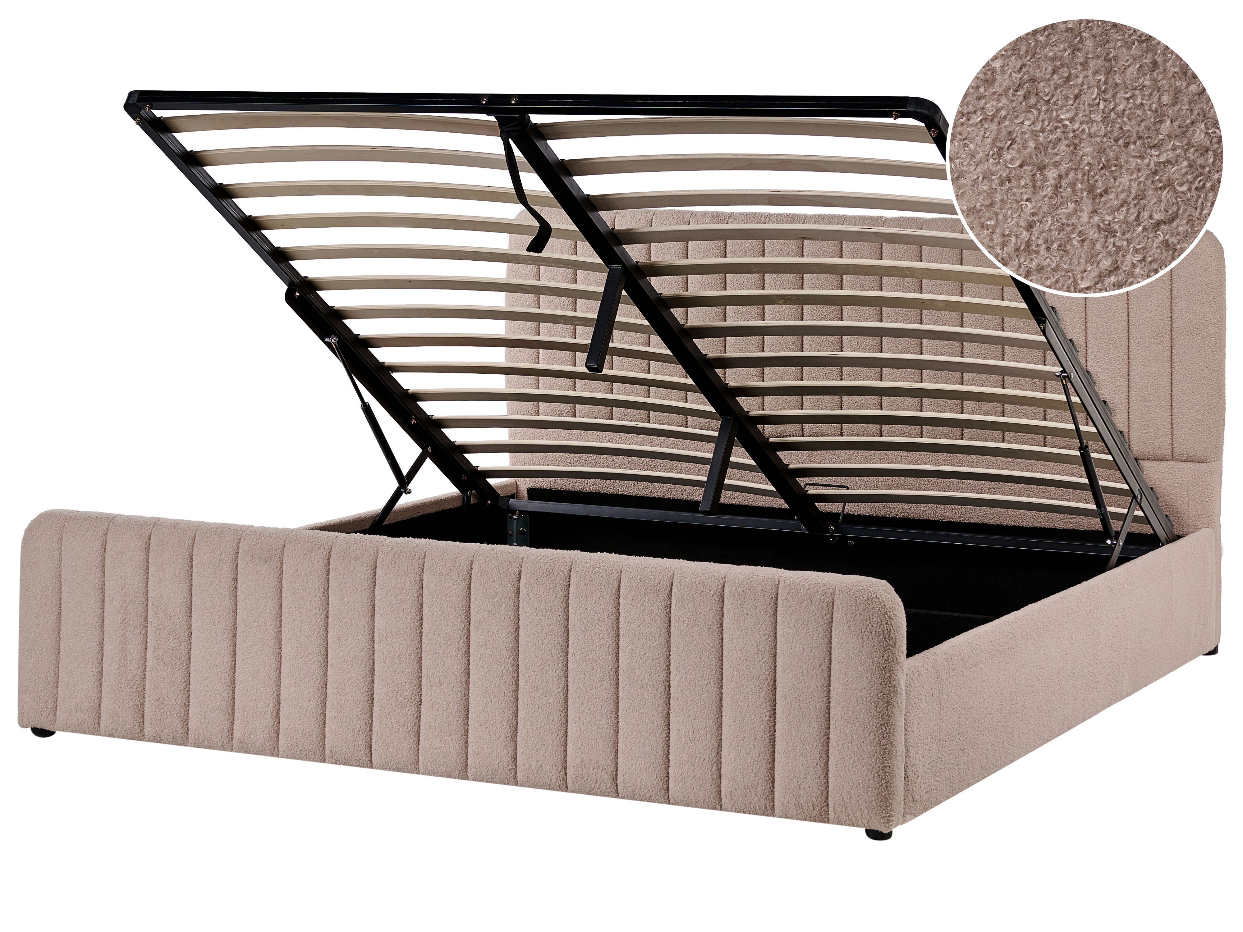 Ottoman Bed Boucle LUNAN 180 x 200 cm (EU Super King) Taupe