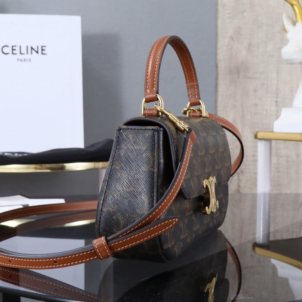 TEEN CELINE LOLA in Triomphe Canvas and Calfskin(HIGH-END GRADE)1:1High-quality replica
