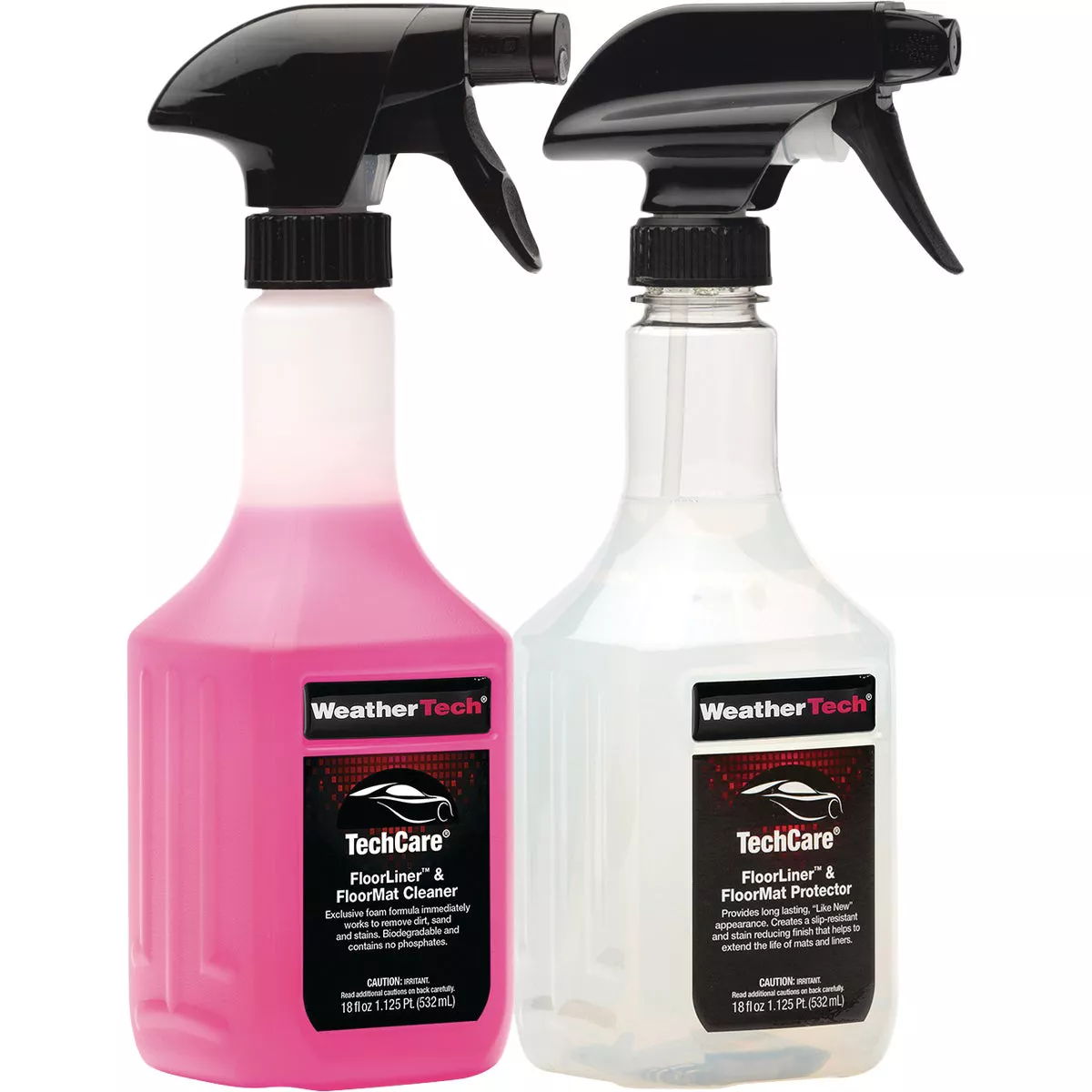 WeatherTech TechCare 18 Oz. Liquid Floorliner & Floormat Auto Interior Cleaner and 18 Oz. Liquid Protector Kit (2-Pack)