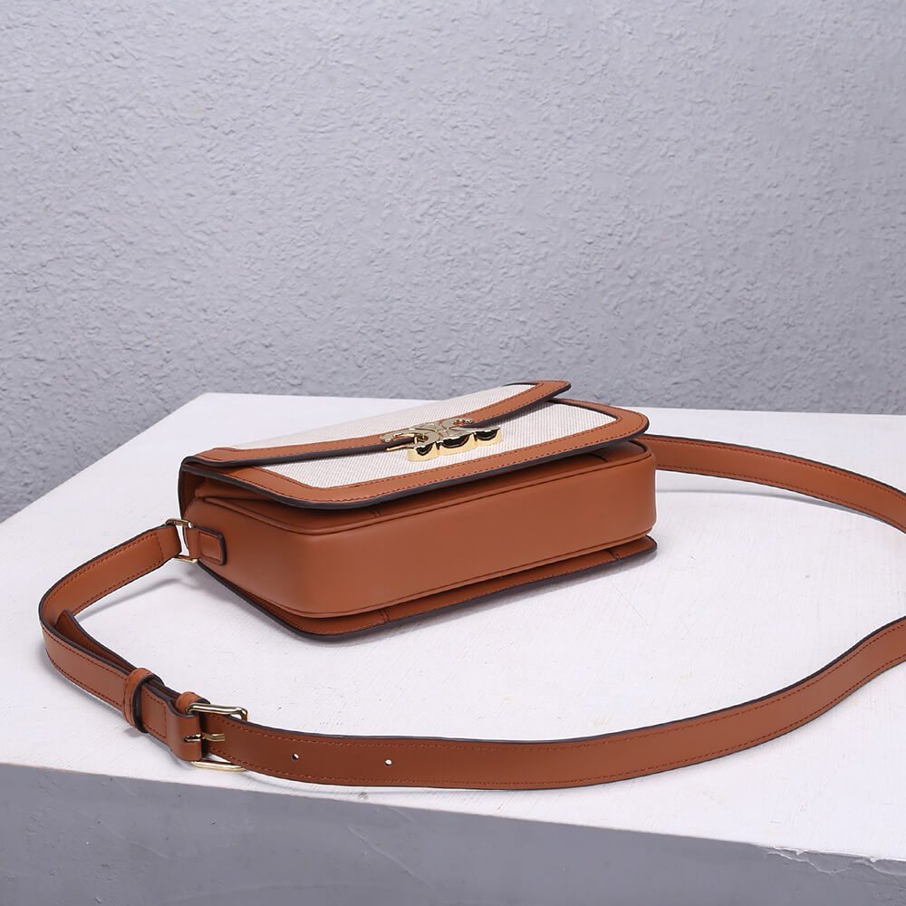 CELINE CLASSIQUE TRIOMPHE BAG IN TRIOMPHE CANVAS AND CALFSKIN1:1High-quality replica