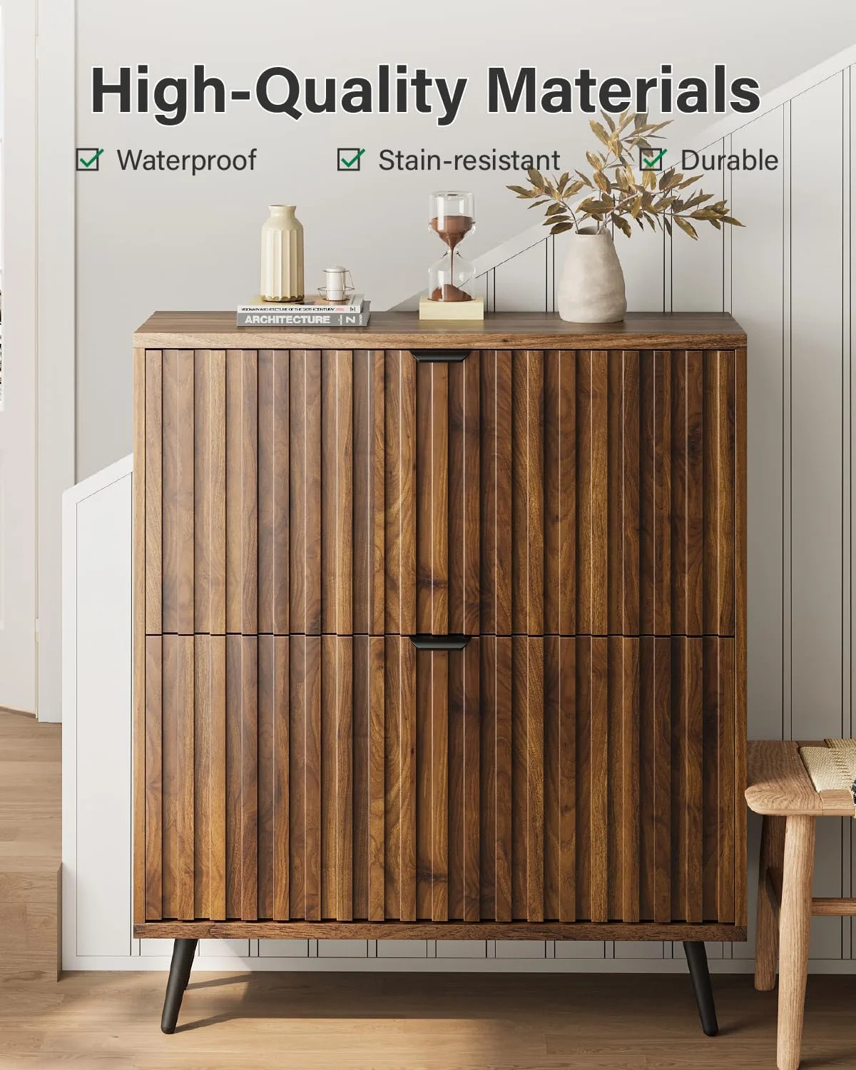 Smart FENDEE Shoe Cabinet with 2 Flip Drawers Freestanding 24 Pair Shoe Storage Cabinet for Entryway - Image 4