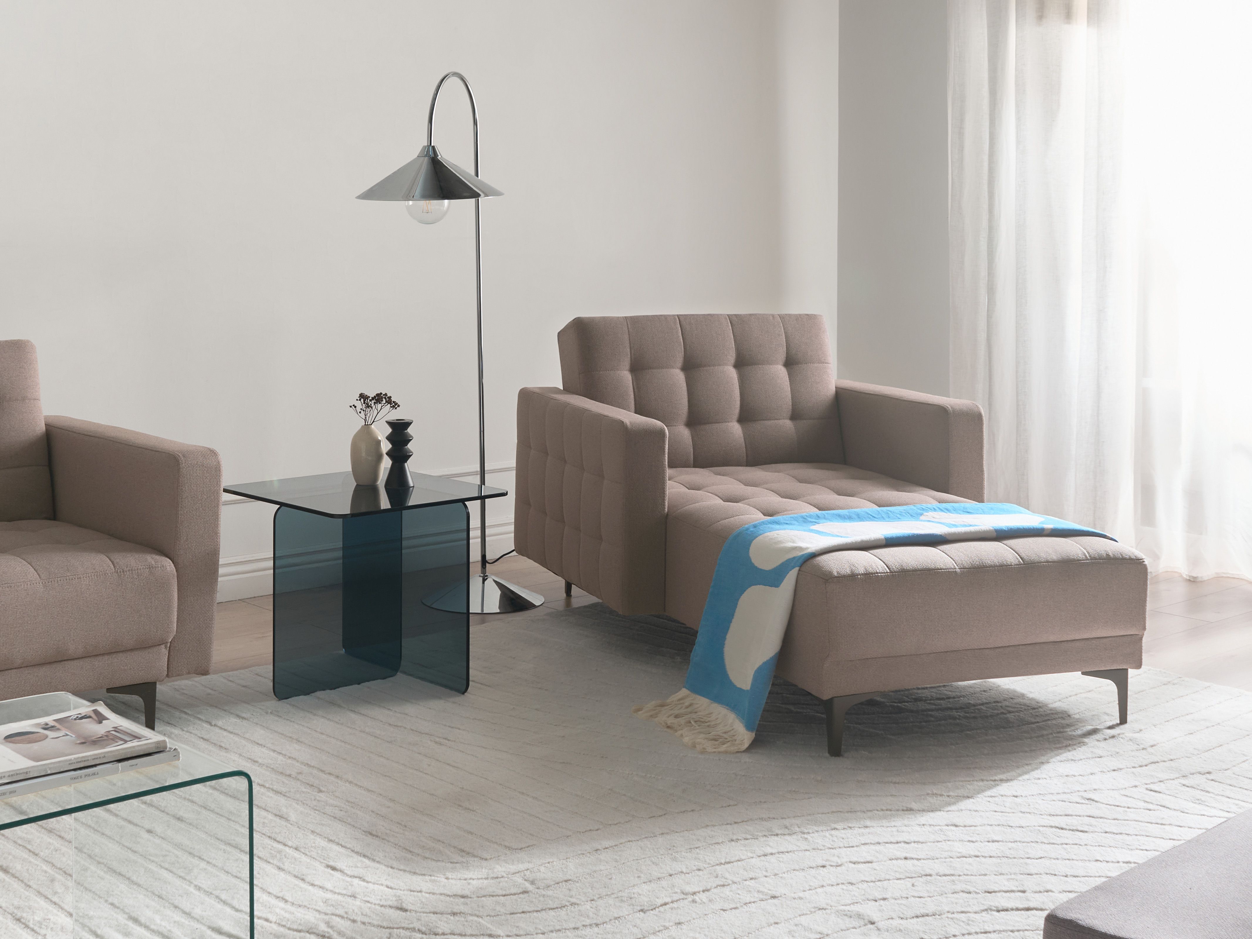 Chaise Longue ABERDEEN Fabric Taupe