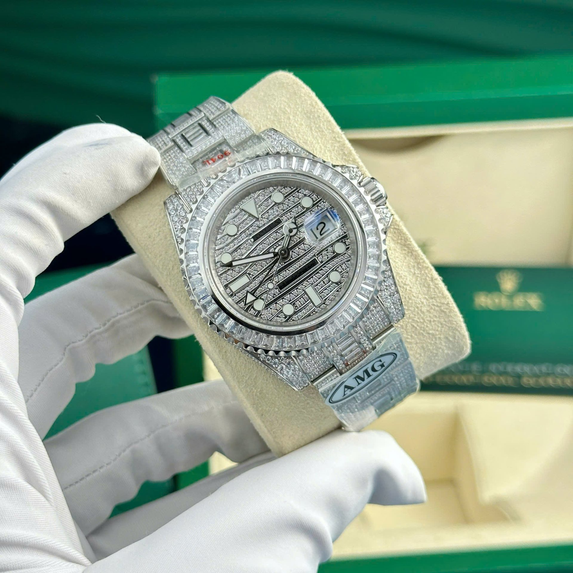 Rolex GMT-Master II Copies Watch Full Stone CZ AMG Factory 40mm - Elite Watch Atelier