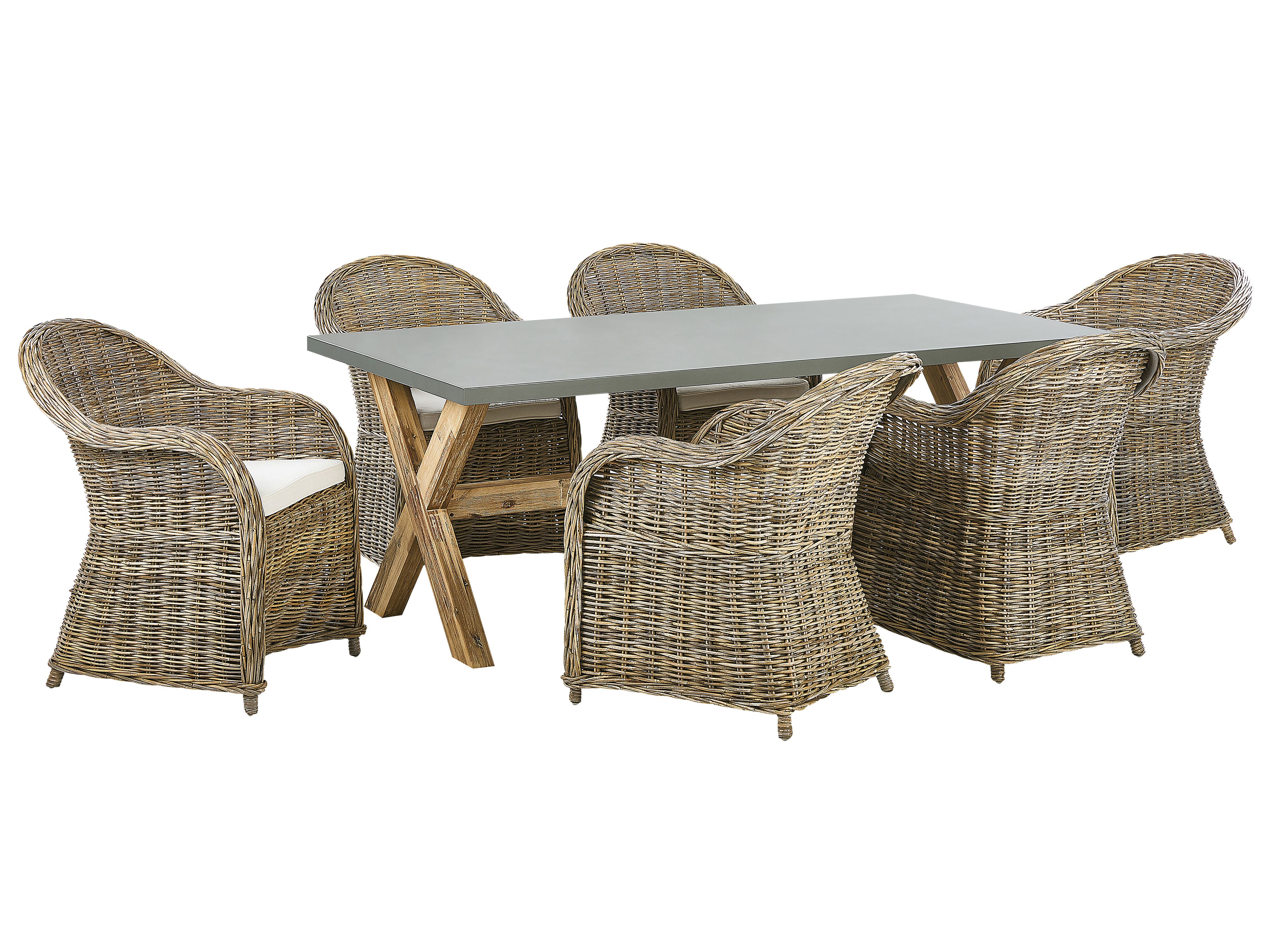 Garden Dining Set 6 Seater SUSUA/OLBIA with Cushions Concrete Light Brown