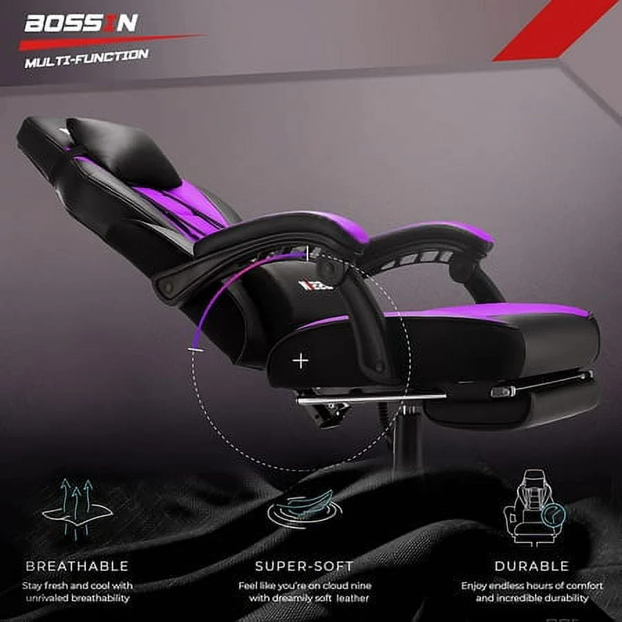 Bossin Gaming Chairs with Footrest,2022 Leather Game Chair for Adults,Big and Tall Gamer Chair with Headrest and Lumbar Support - Image 15