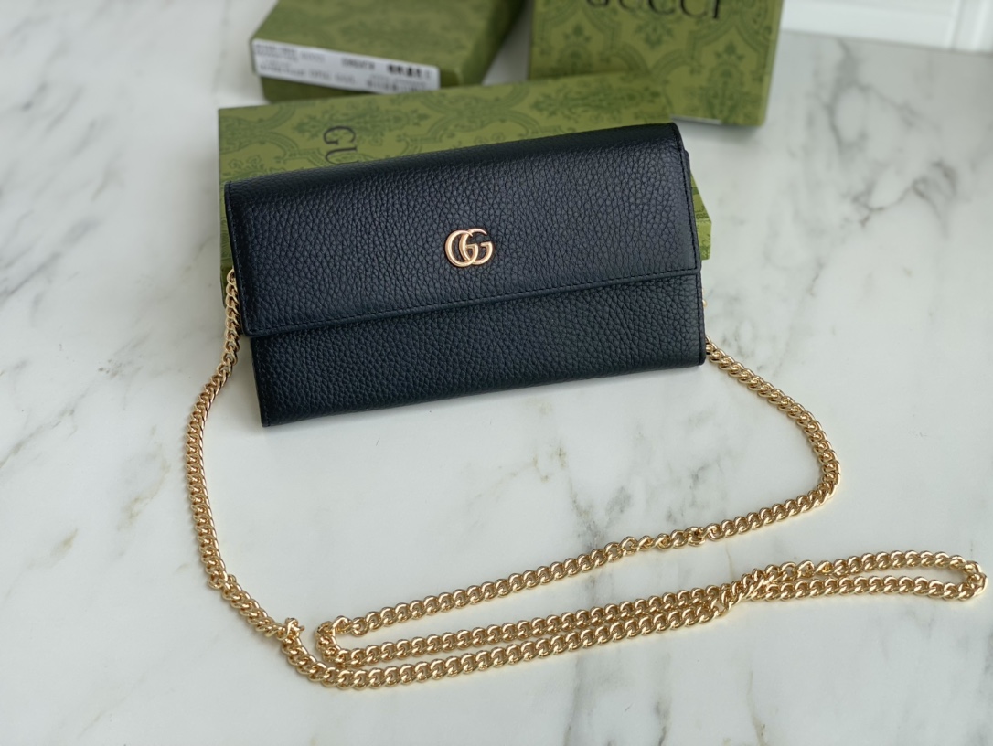 Replica Gucci Marmont Chain Wallet Beige/Black1:1High-quality replica