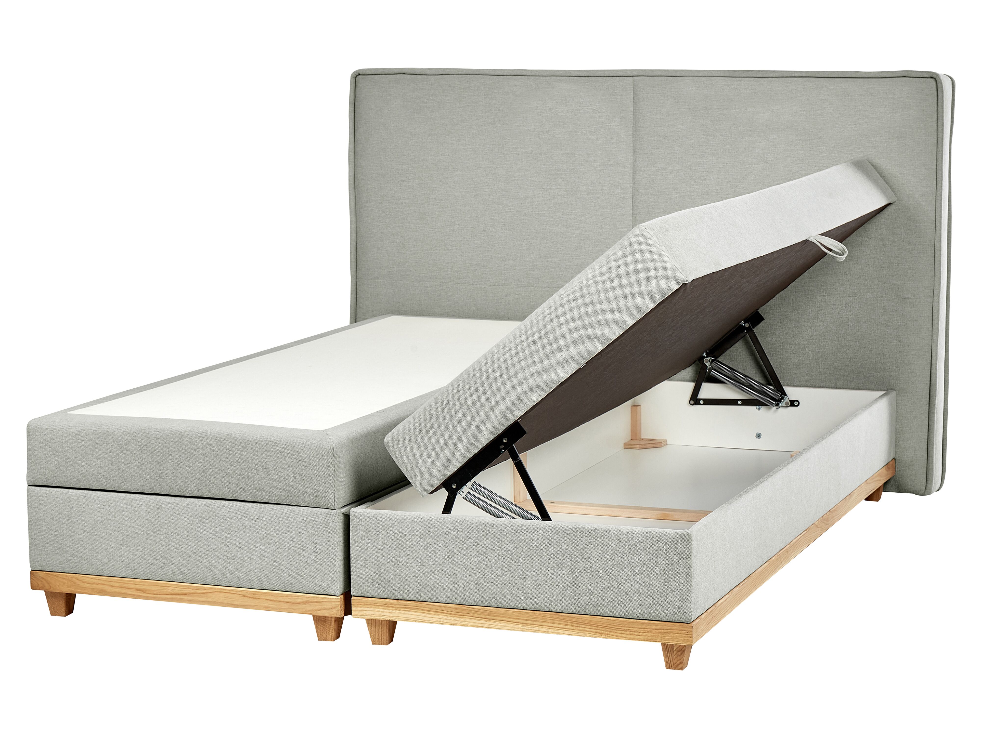 Divan Bed with Storage Fabric DYNASTY 160 x 200 cm (EU King Size) Light Grey