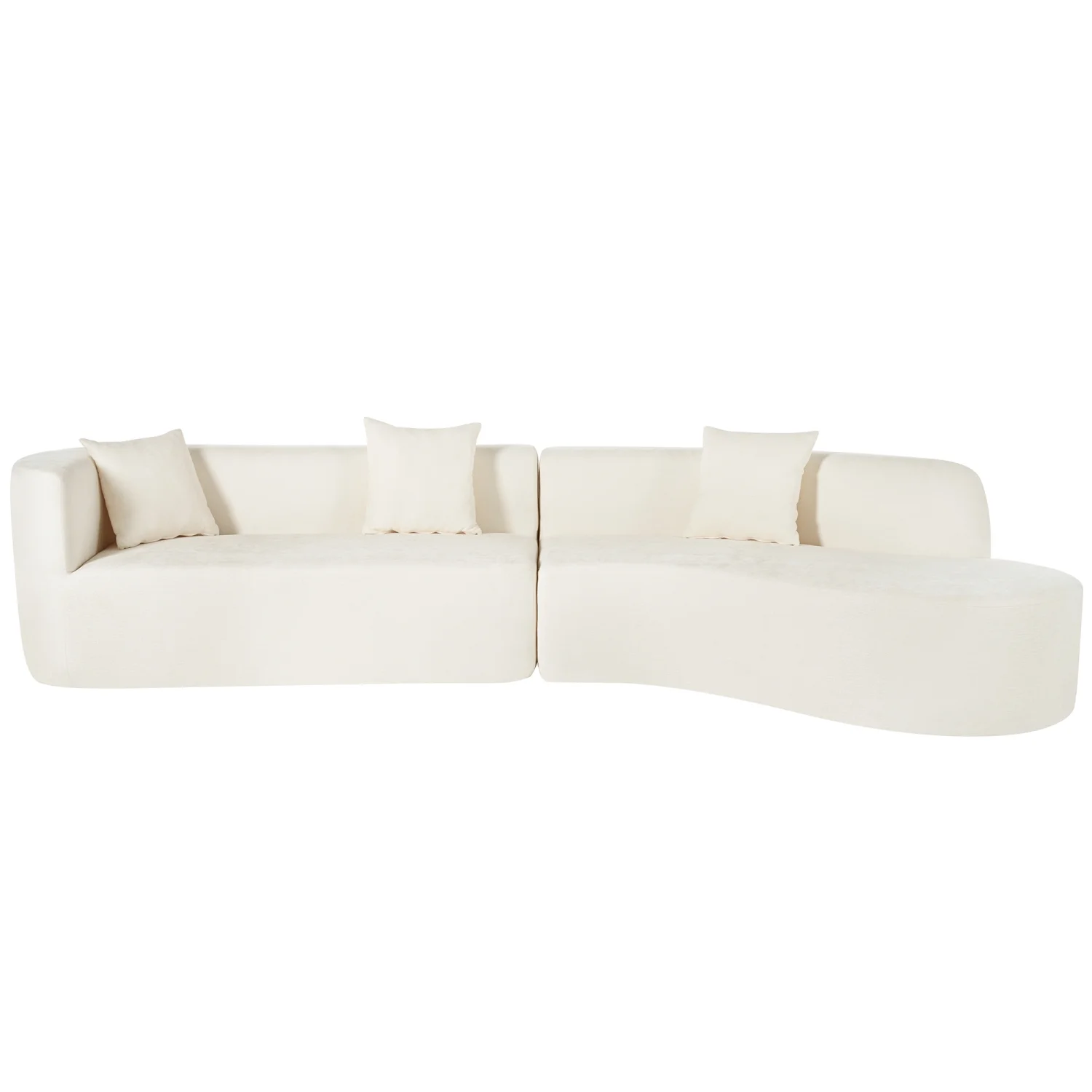 Harper & Bright Designs Modern Curved Floor Sofa Set, Modular Sectional Sponge Couch for Living Room, 2 PC Free Combination No Assembly Foam-Filled Sofa, Beige - Image 6