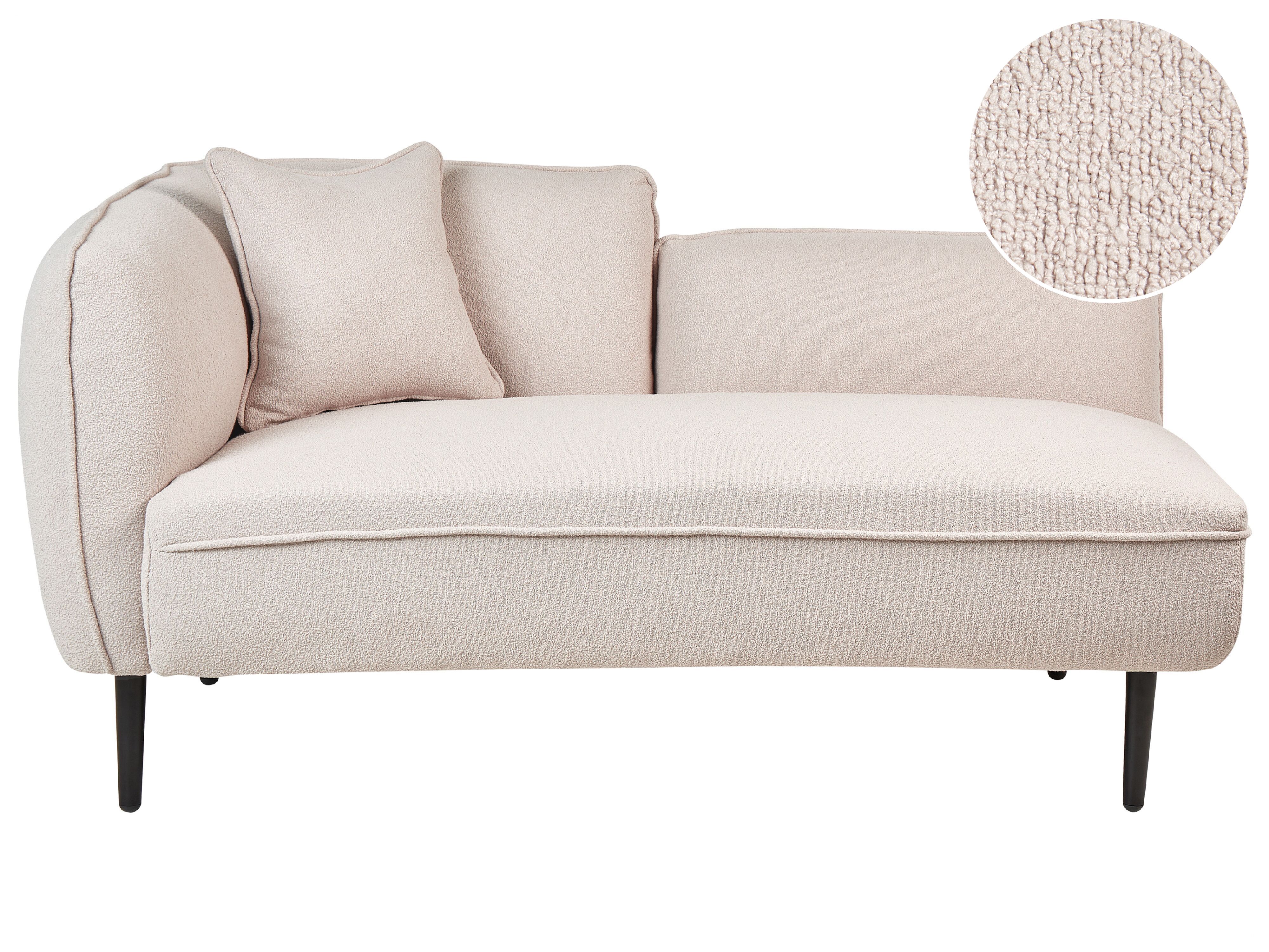 Left-Hand Chaise Lounge CHEVANNES Boucle Light Beige