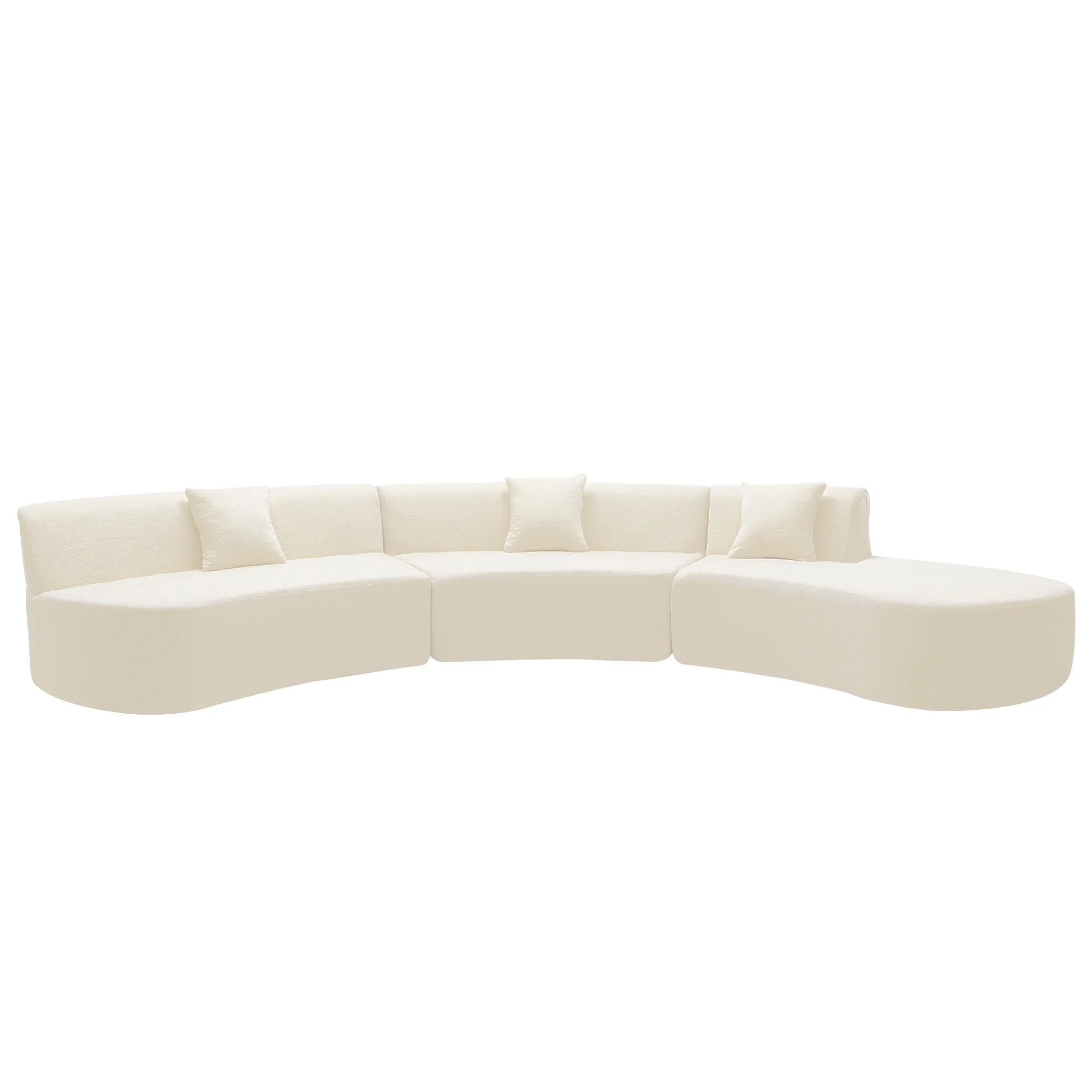 Harper & Bright Designs Modern Curved Floor Sofa Set, Modular Sectional Sponge Couch for Living Room, 2 PC Free Combination No Assembly Foam-Filled Sofa, Beige - Image 37