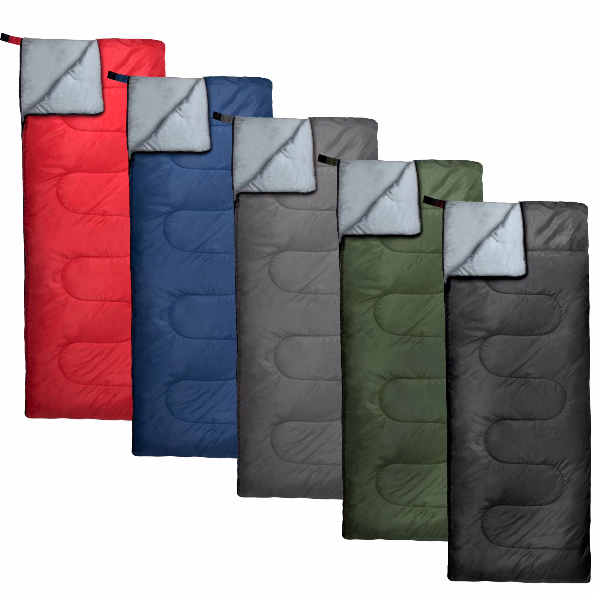 10 Pack Bulk Wholesale of Cold Weather Envelope Sleeping Bags for Adults, Kids, Homeless, Camping, Indoors, Outdoors - 10 Count Sleeping Bags in Black, Navy Blue, Forest Green, Red - 71"L x 30"W