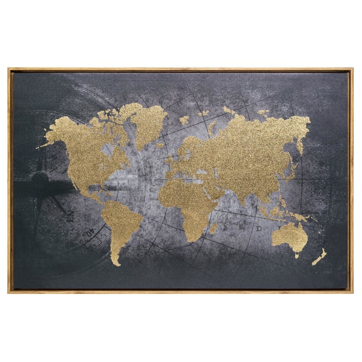 Framed canvas"Mapmonde" 58x88 cm