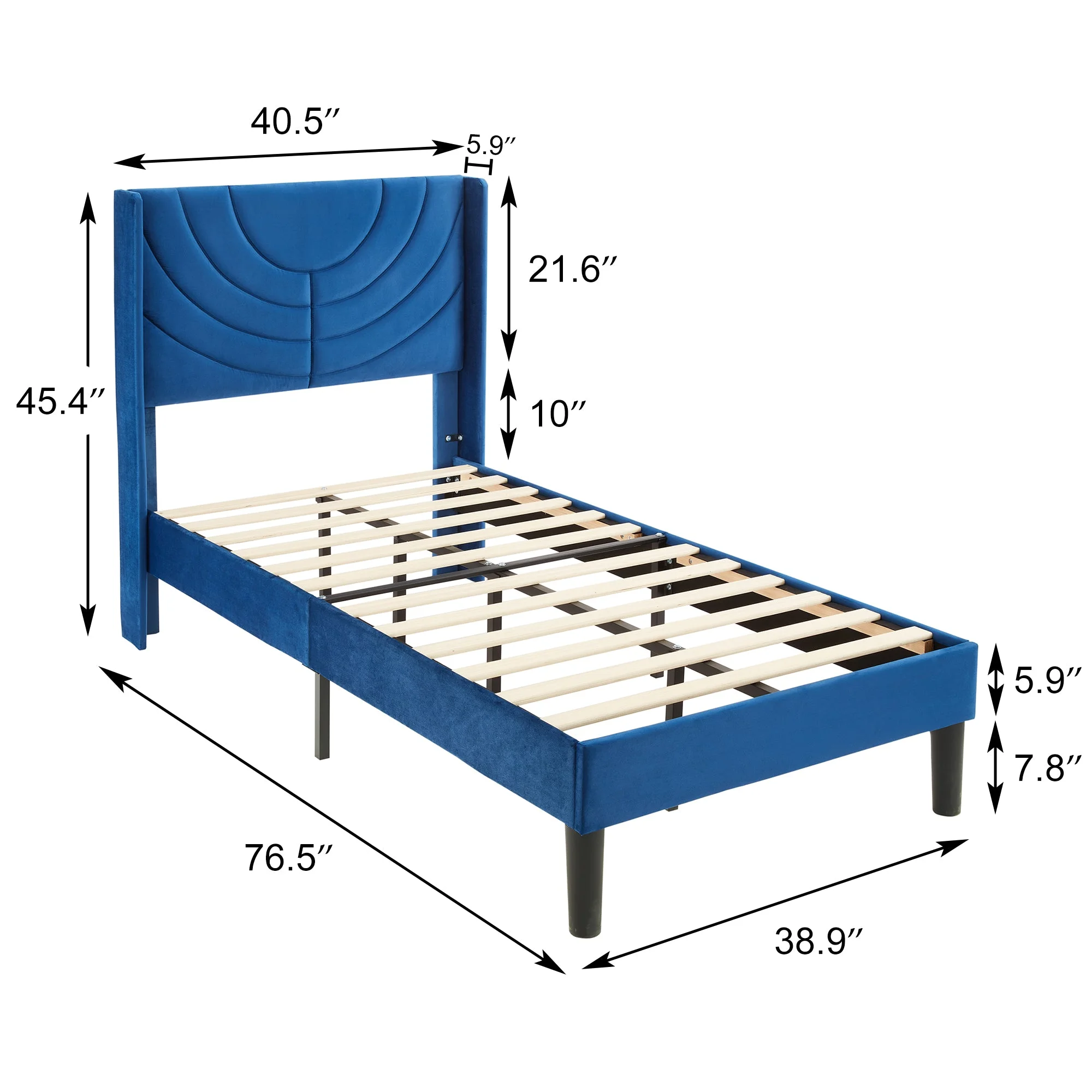 VECELO Set of 2 Twin Bed Frames, Modern Upholstered Platform Bed Frame with Tufted Headboard, No Box Spring Needed, Dark Green - Image 23