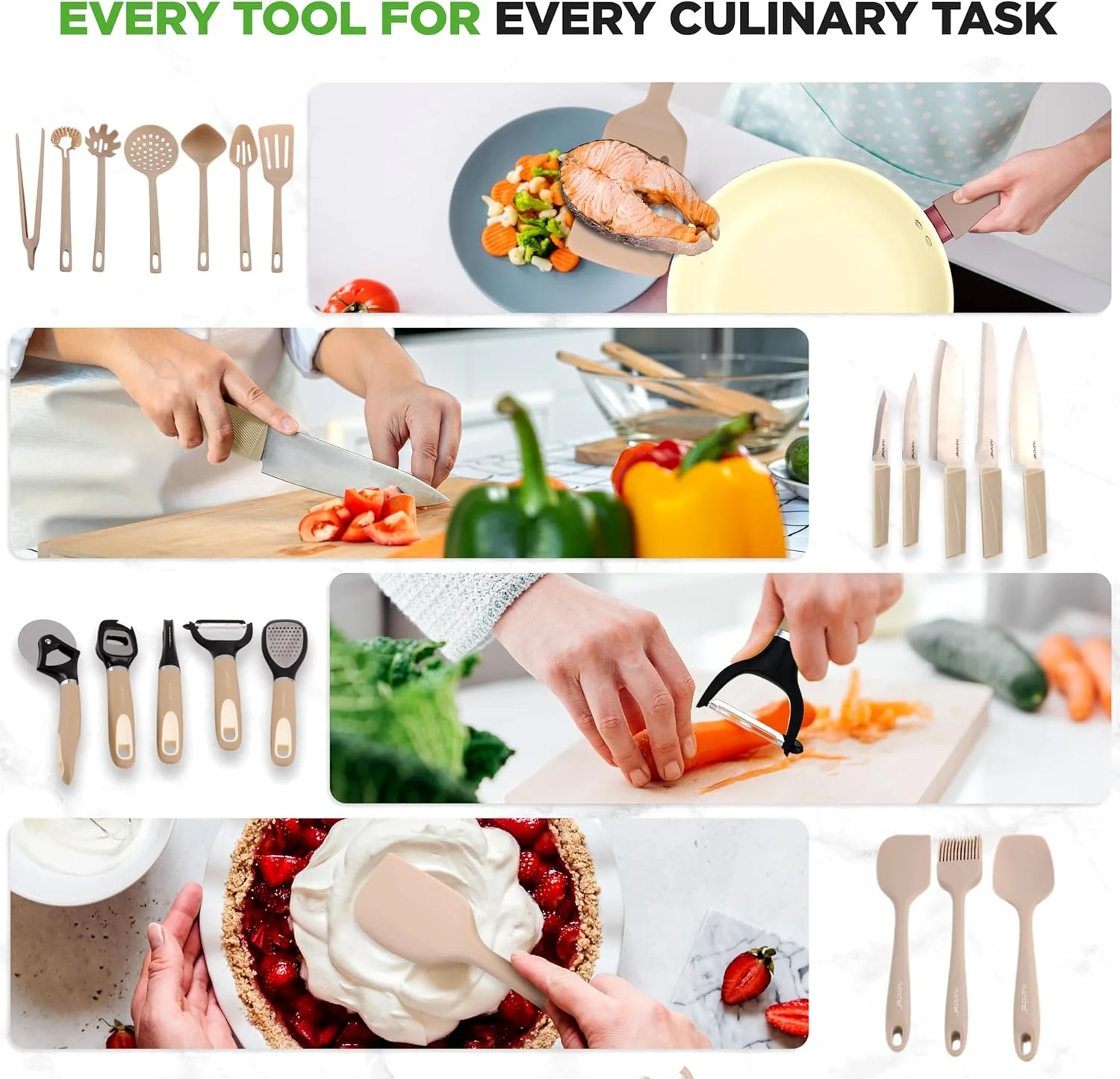 54-Piece Kitchen Cookware Set �C Complete Non-Stick Ceramic Pots and Pans Set with Utensils, Bakeware, and Knife Set, Gas, Electric & Induction Compatible, Blush Pink Kitchen Essentials - Image 25