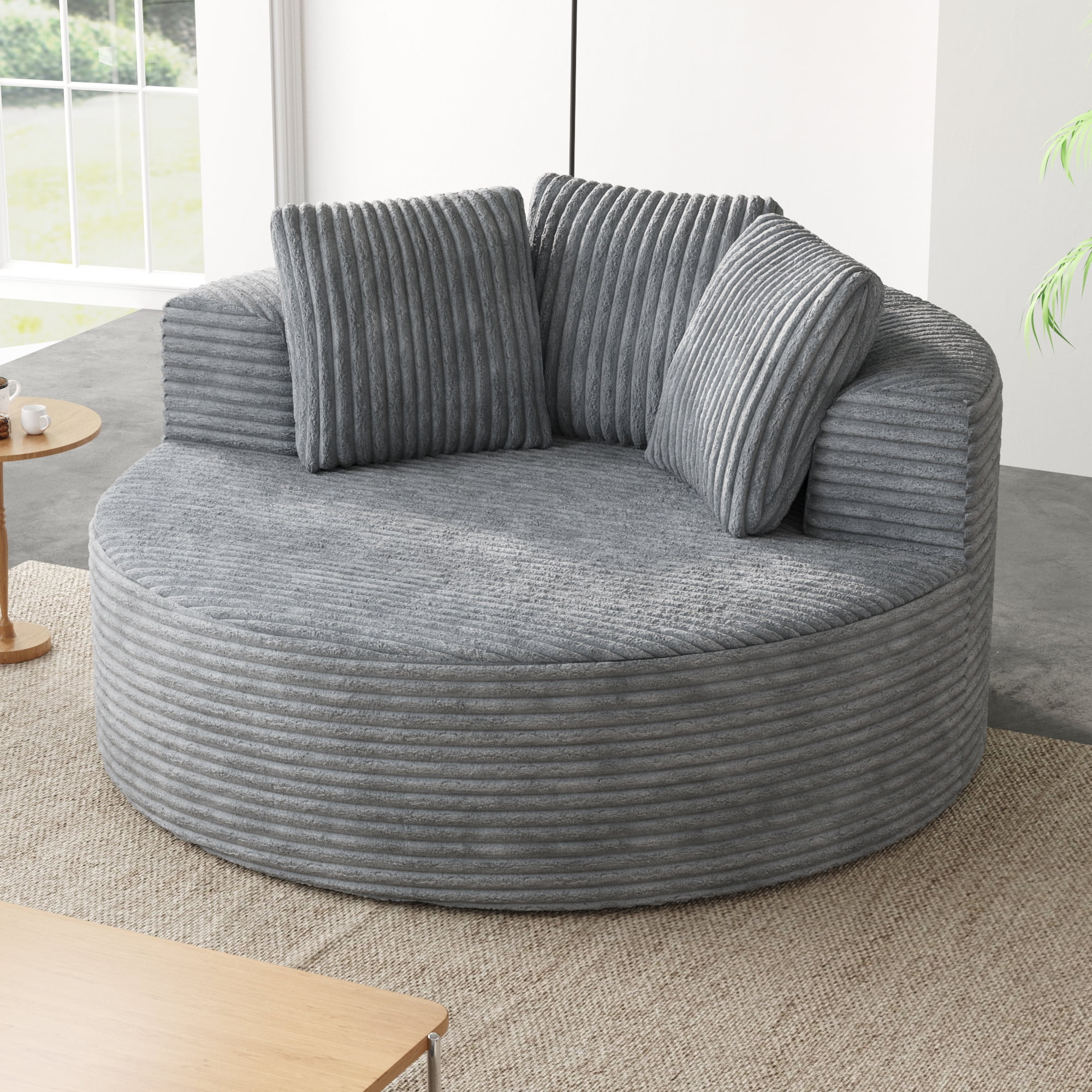 Sodrens Oversized Chaise Lounge Chair Indoor,Upholstered Sofa Bed with Throw Pillows and Armrests,Sleeper Chair for Living Room,Bedroom,Brown,Corduroy - Image 69