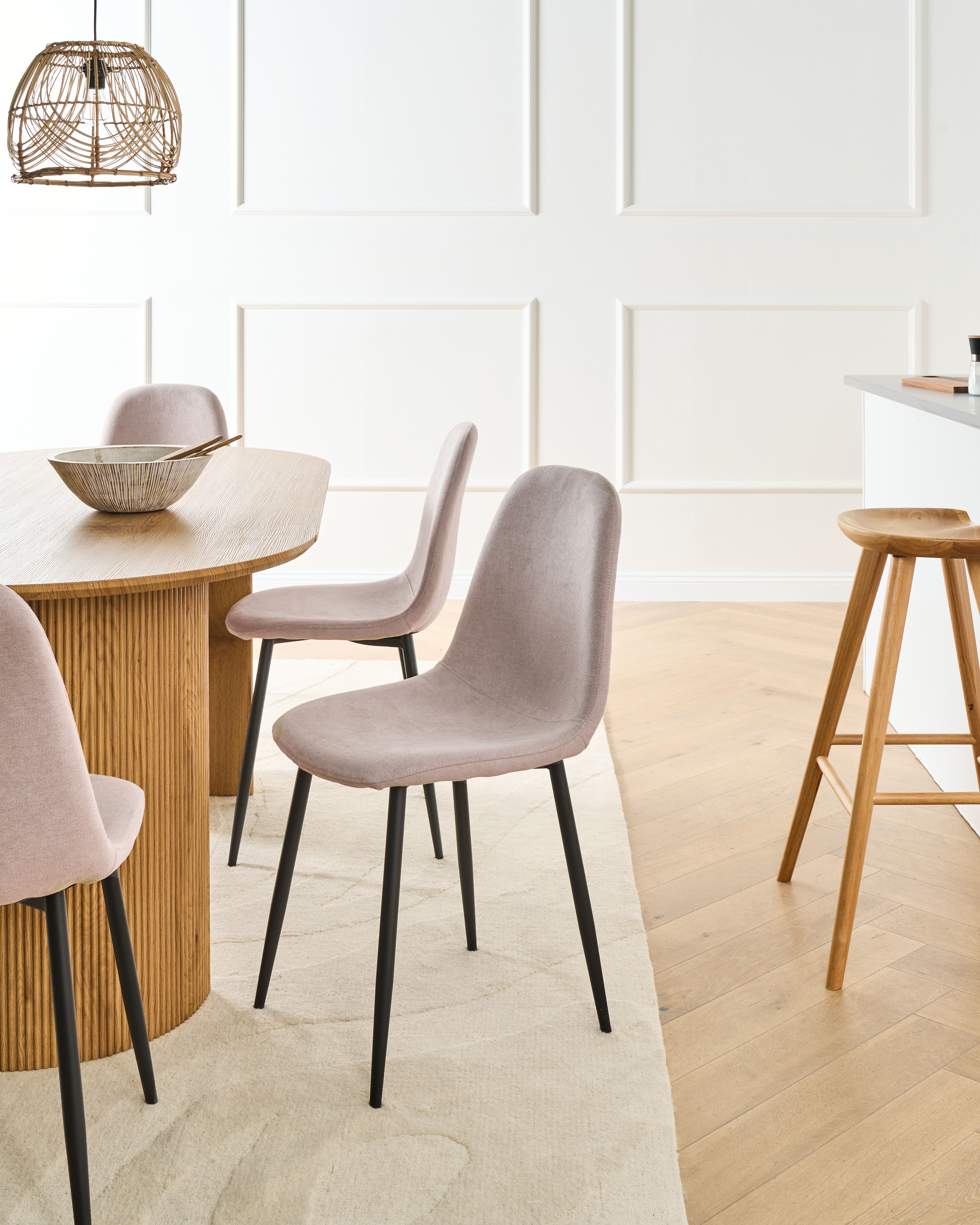 Set of 4 Dining Chairs CRANDALL Fabric Beige