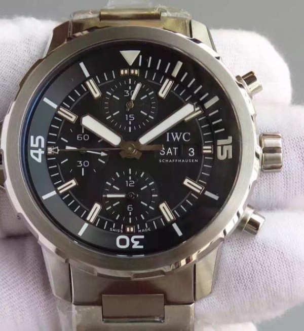 Replica IWC V6 Aquatimer Chrono IW376803 Black Dial SS Bracelet A7750 - Top club