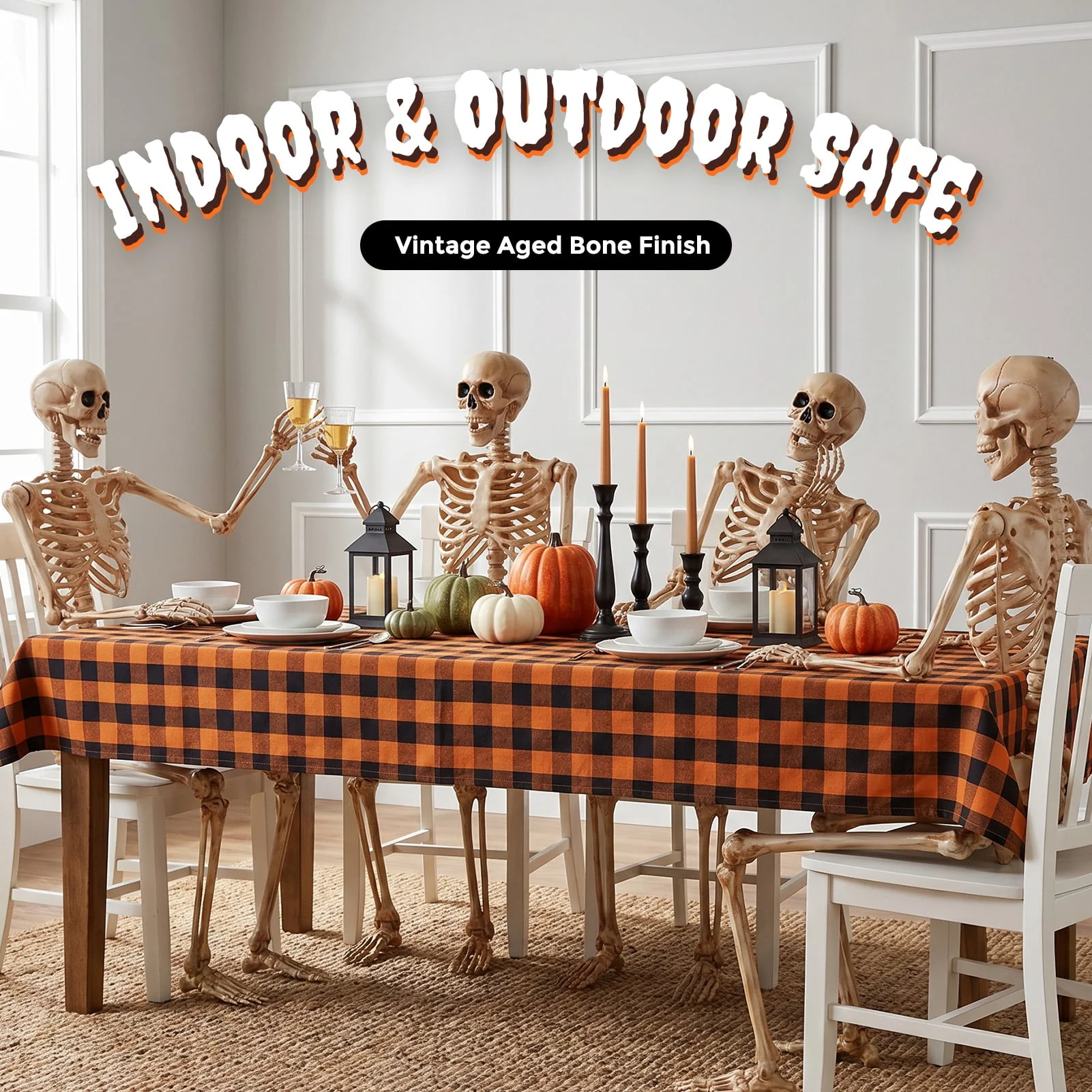 Ayieyill 5.4ft Halloween Skeleton Decorations, Weathered Posable Skeleton Decor for Halloween Decorations Outdoor Indoor - Image 3 Ayieyill 5.4ft Halloween Skeleton Decorations, Weathered Posable Skeleton Decor for Halloween Decorations Outdoor Indoor - Image 3