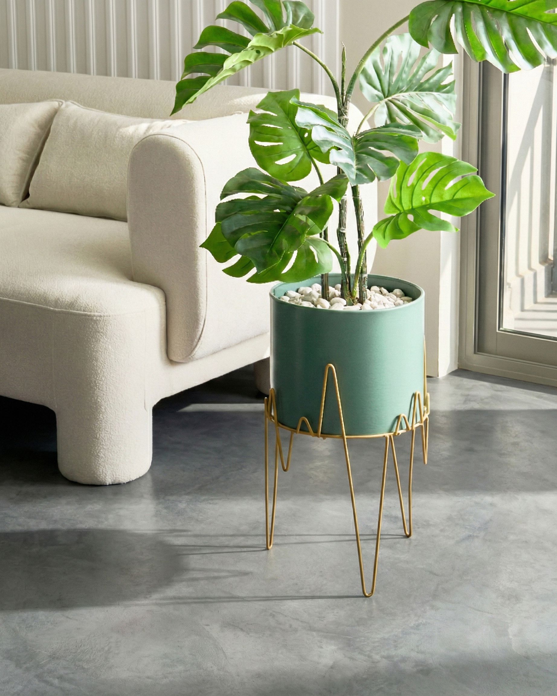 Elevated Plant Pot KALANDRA Metal 29 cm Dark Green