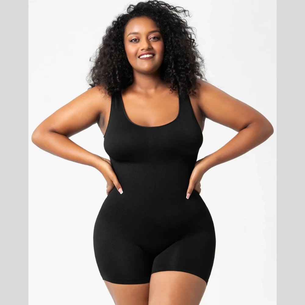 Scoop Neck Wide Strap Shaping Romper - ZKZOOK