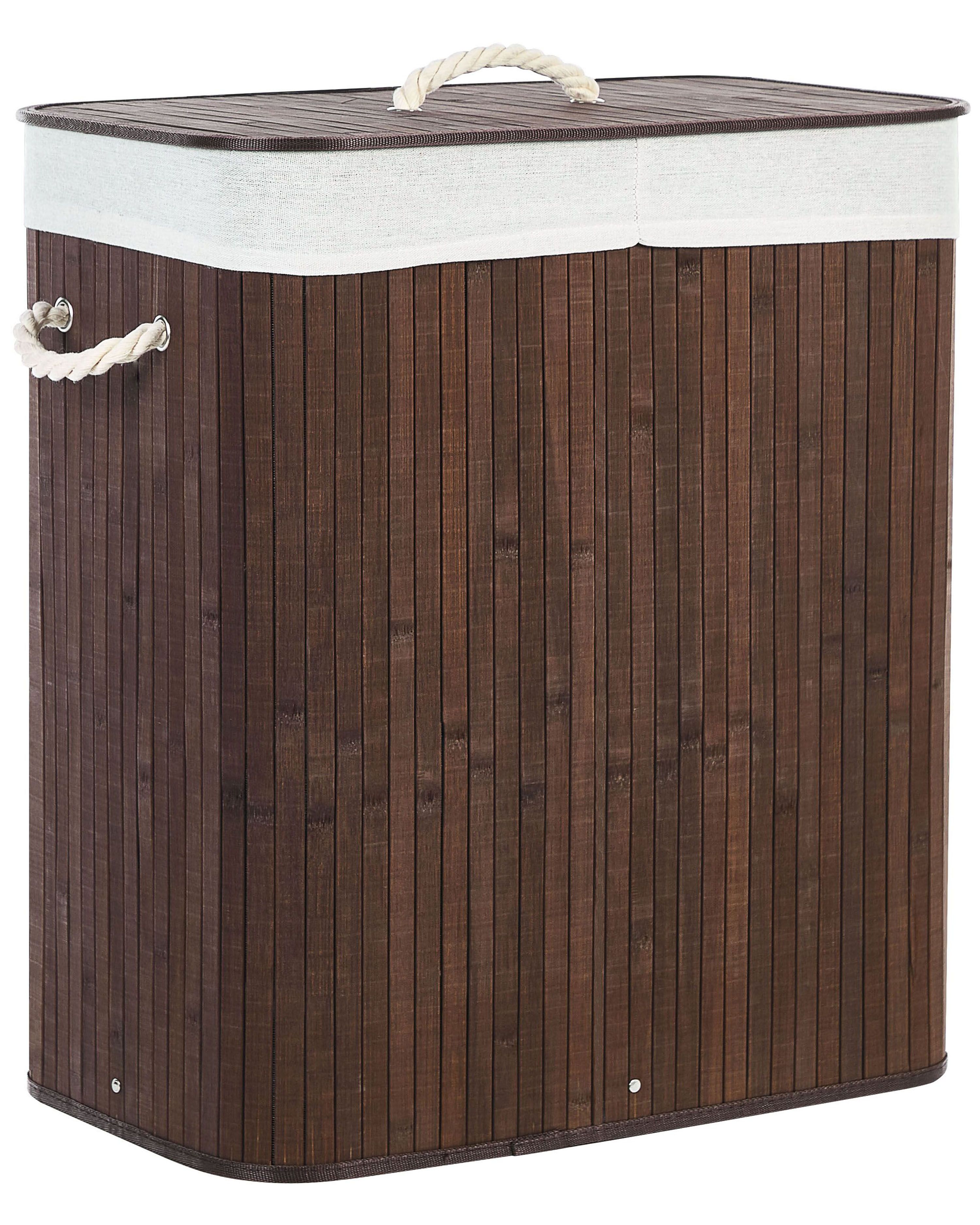 Laundry Basket KANDY Bamboo Dark Brown 72 L