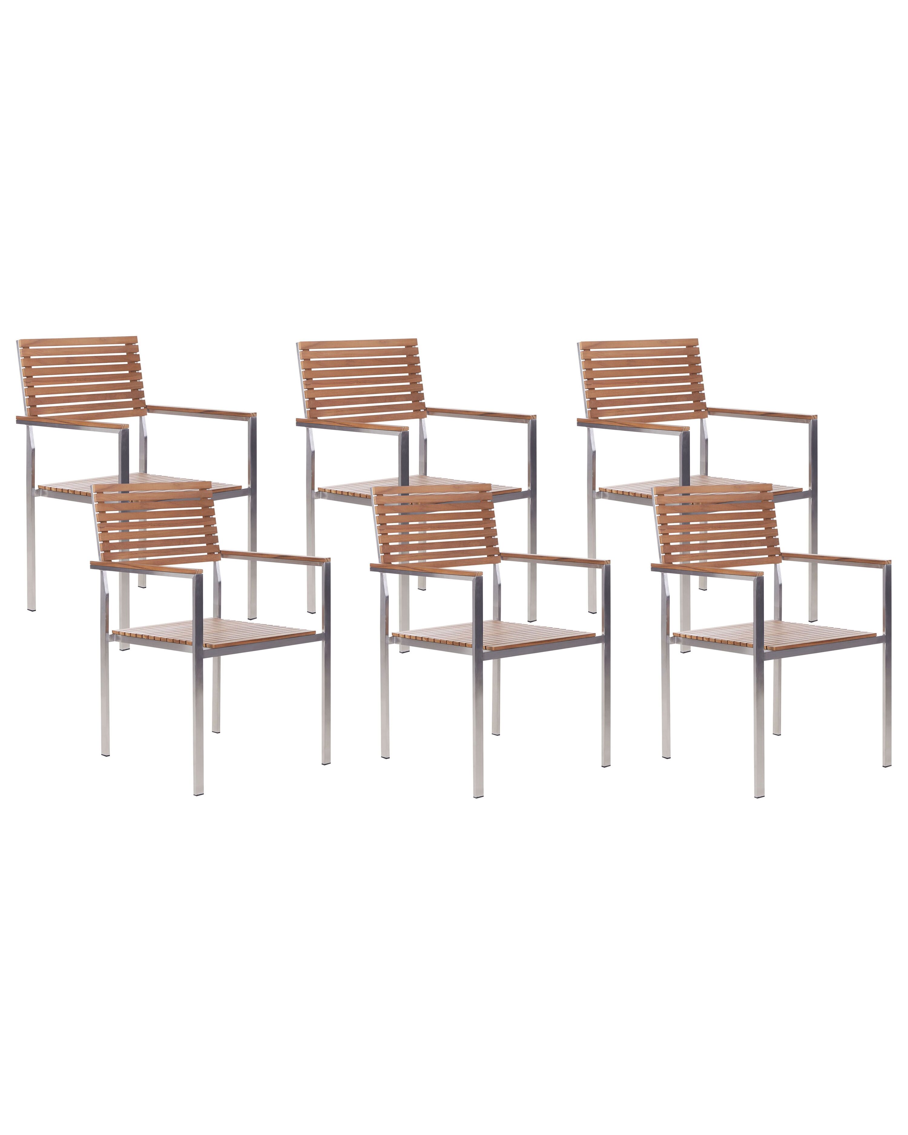 Set of 6 Garden Chairs VIAREGGIO Certified Teak Wood Brown