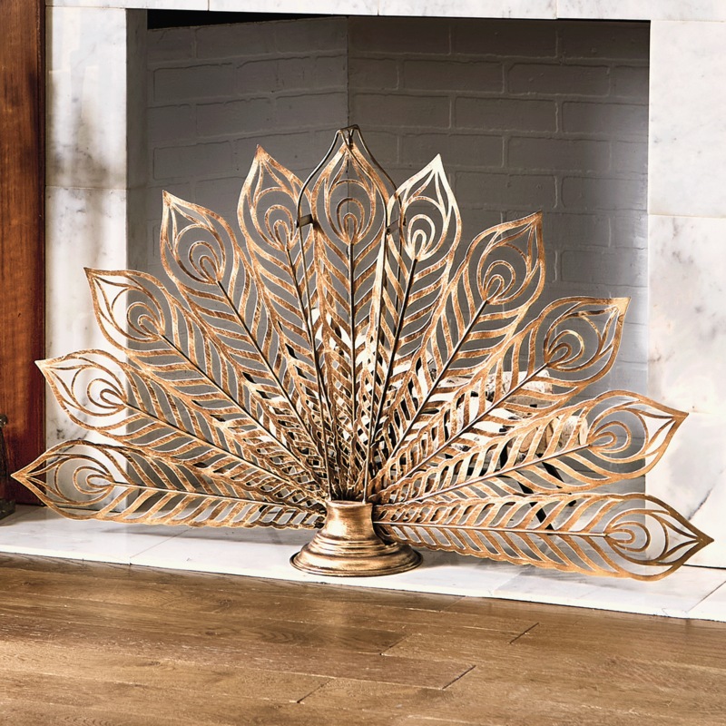 Peacock Fireplace Screen - MIDNIGHT VELVET CATALOG