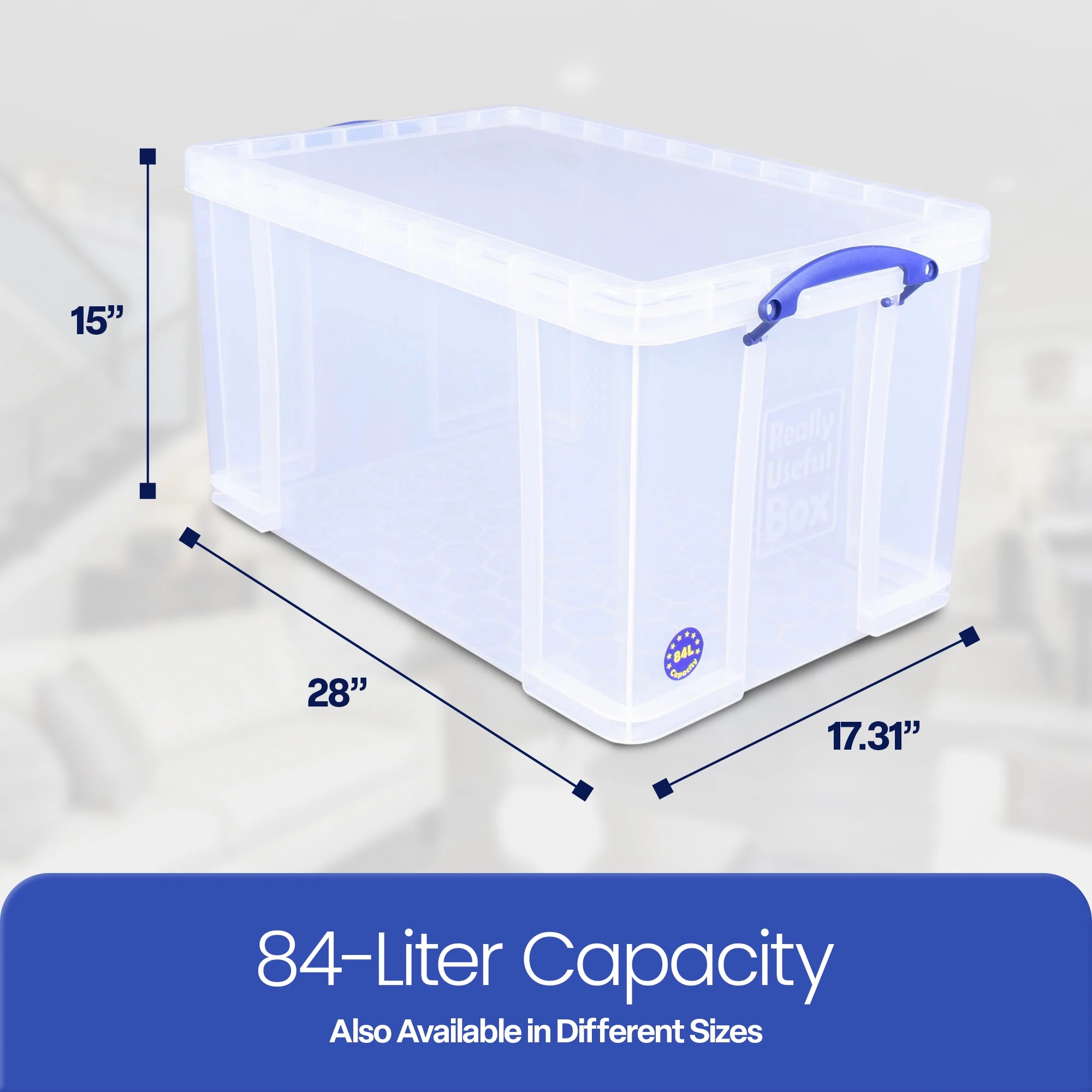 Really Useful Box 84L Storage Bin w/Snap Lid & Clip Lock Handle, 2 Pack, - Image 3