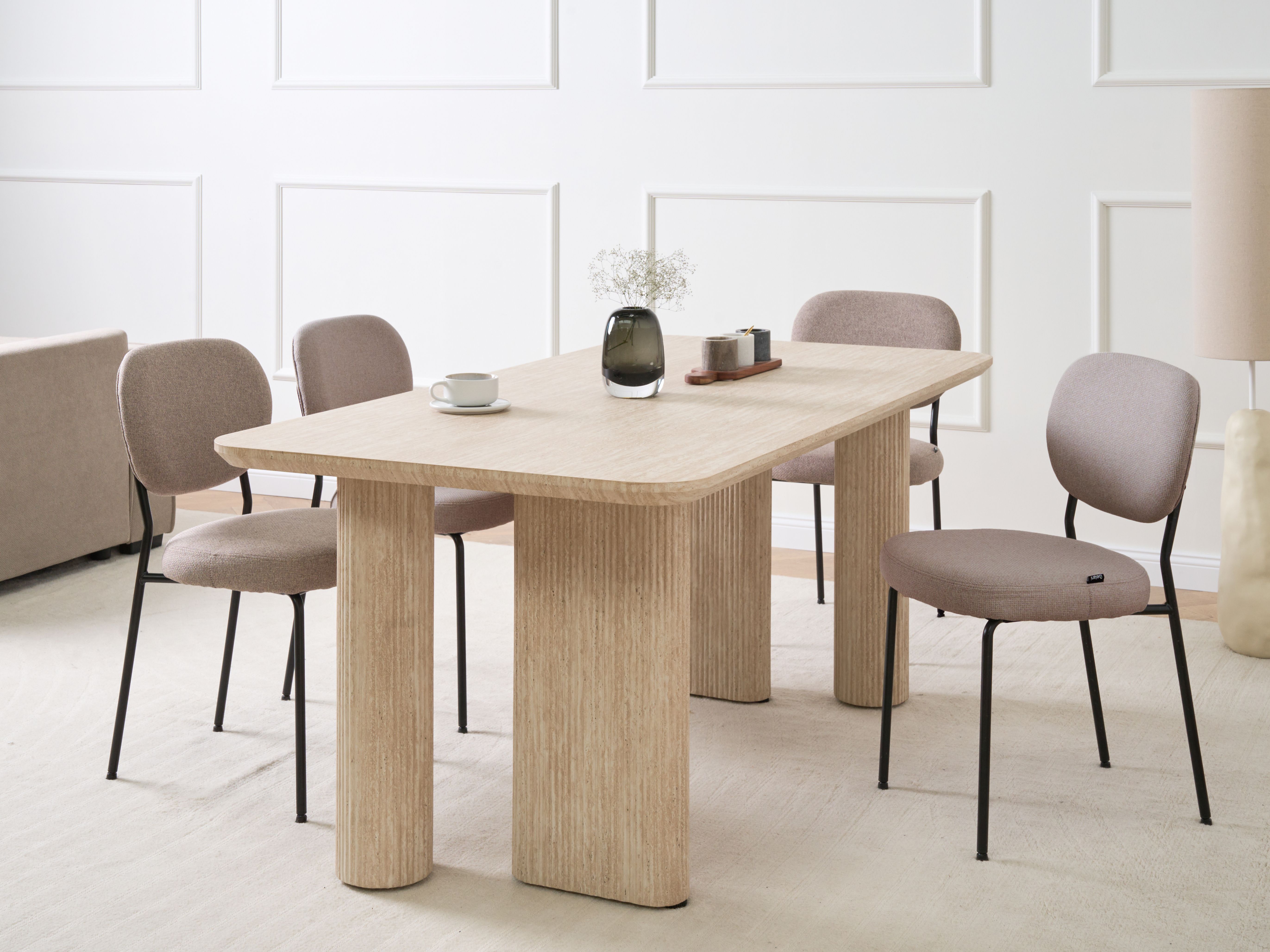 Dining Table BARROY Travertine Effect 180 cm 90 cm