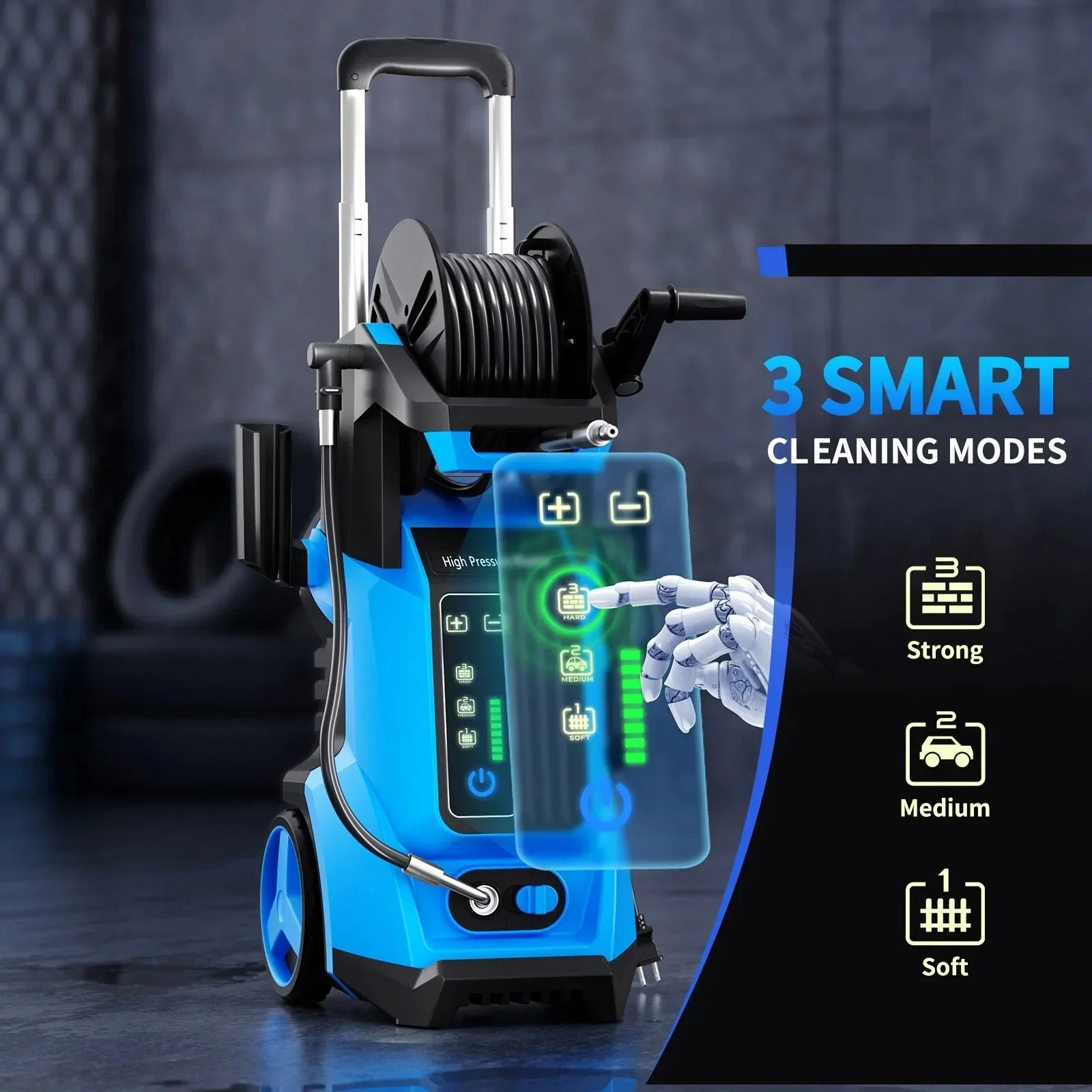 SUGIFT Electric Pressure Washer 4500PSI-Max 3.2GPM with Touch Screen Adjustable Pressure and 5 Nozzles Power Washer Cleaning for Patio,Blue - Image 2