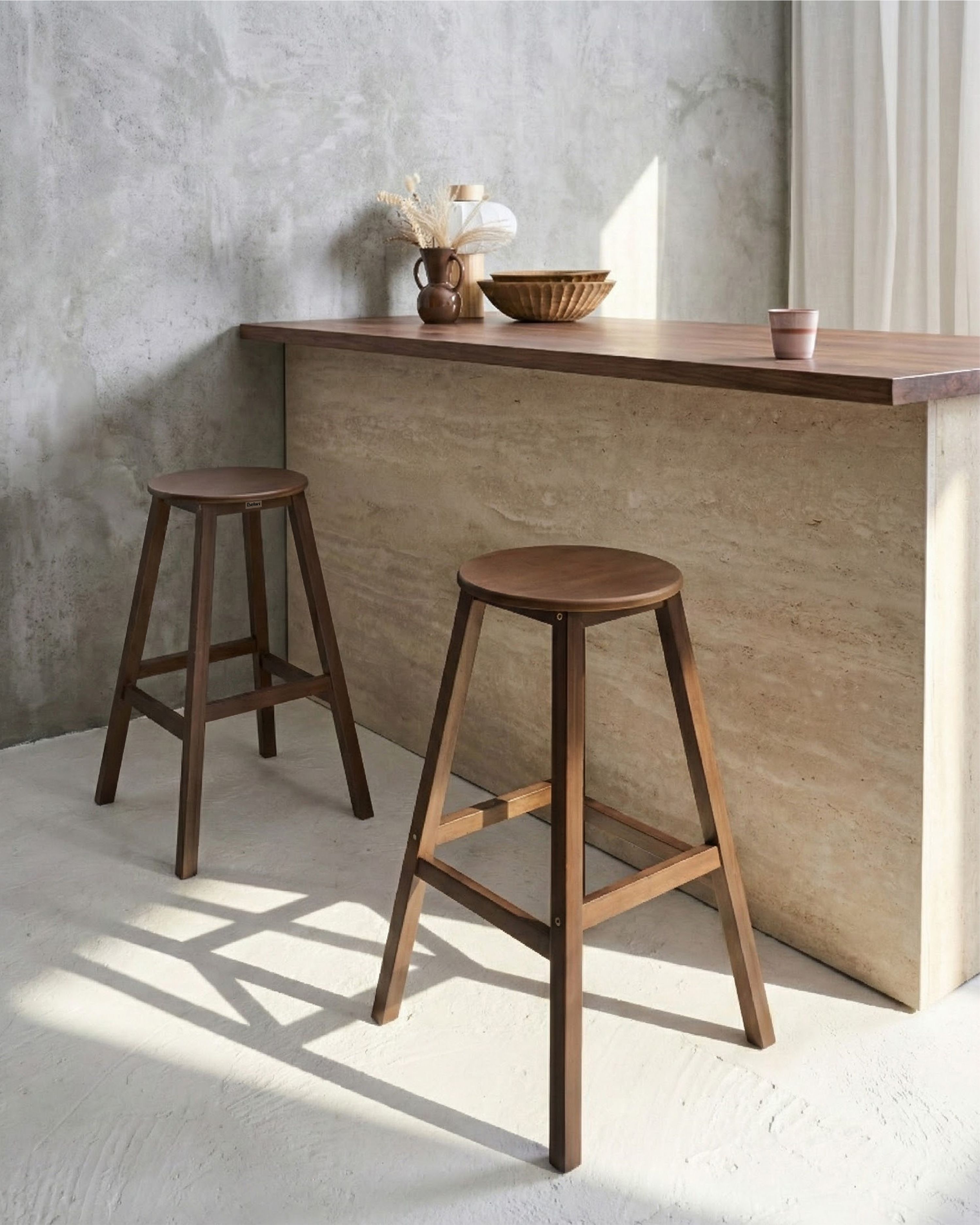 Set of 2 Bar Stools ANCELLE Bamboo Dark Brown