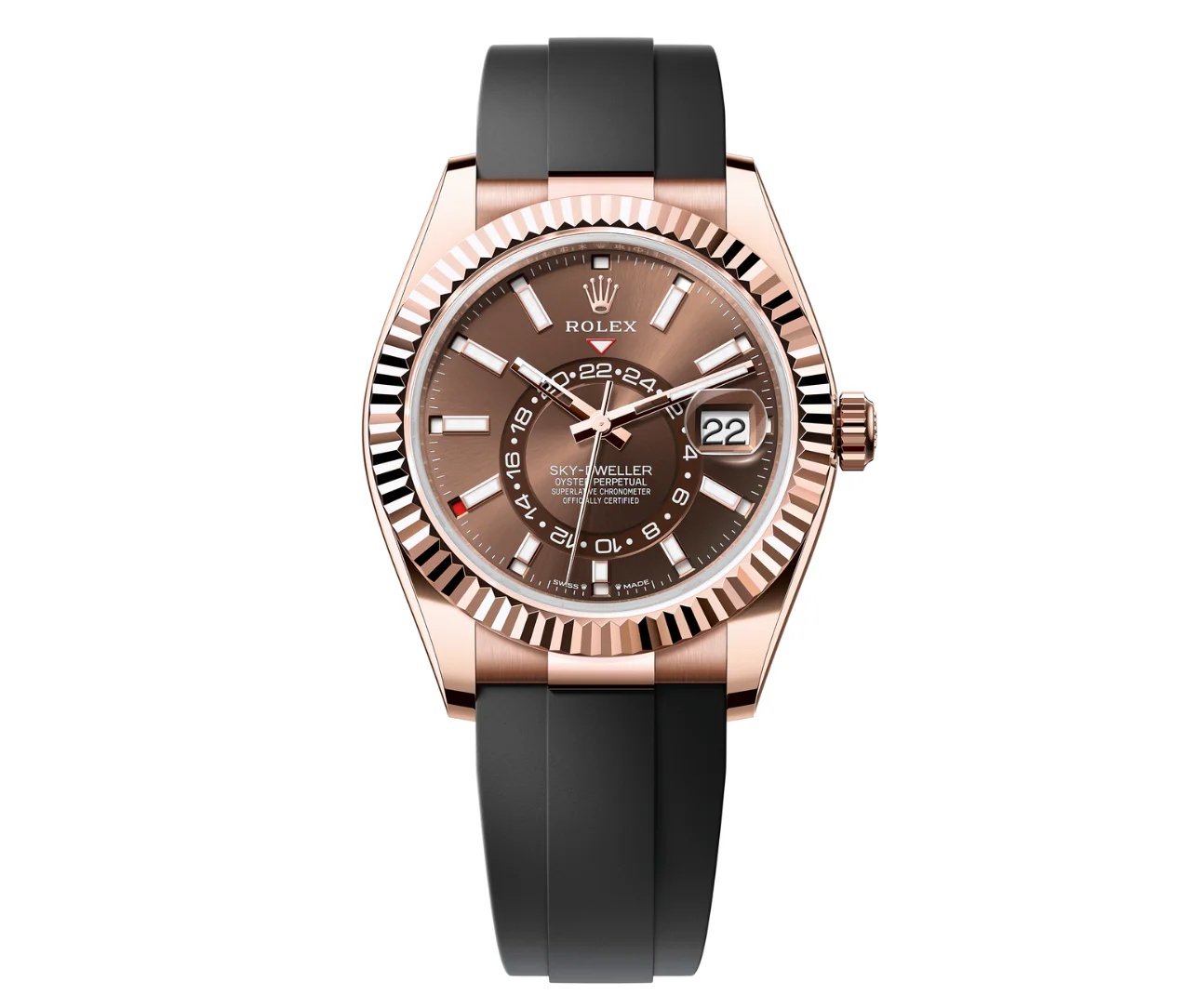 Rolex Sky-Dweller 326935-0007 SRO Automatic Everose Rhodium Dial Rubber Strap Replica - House of Replica