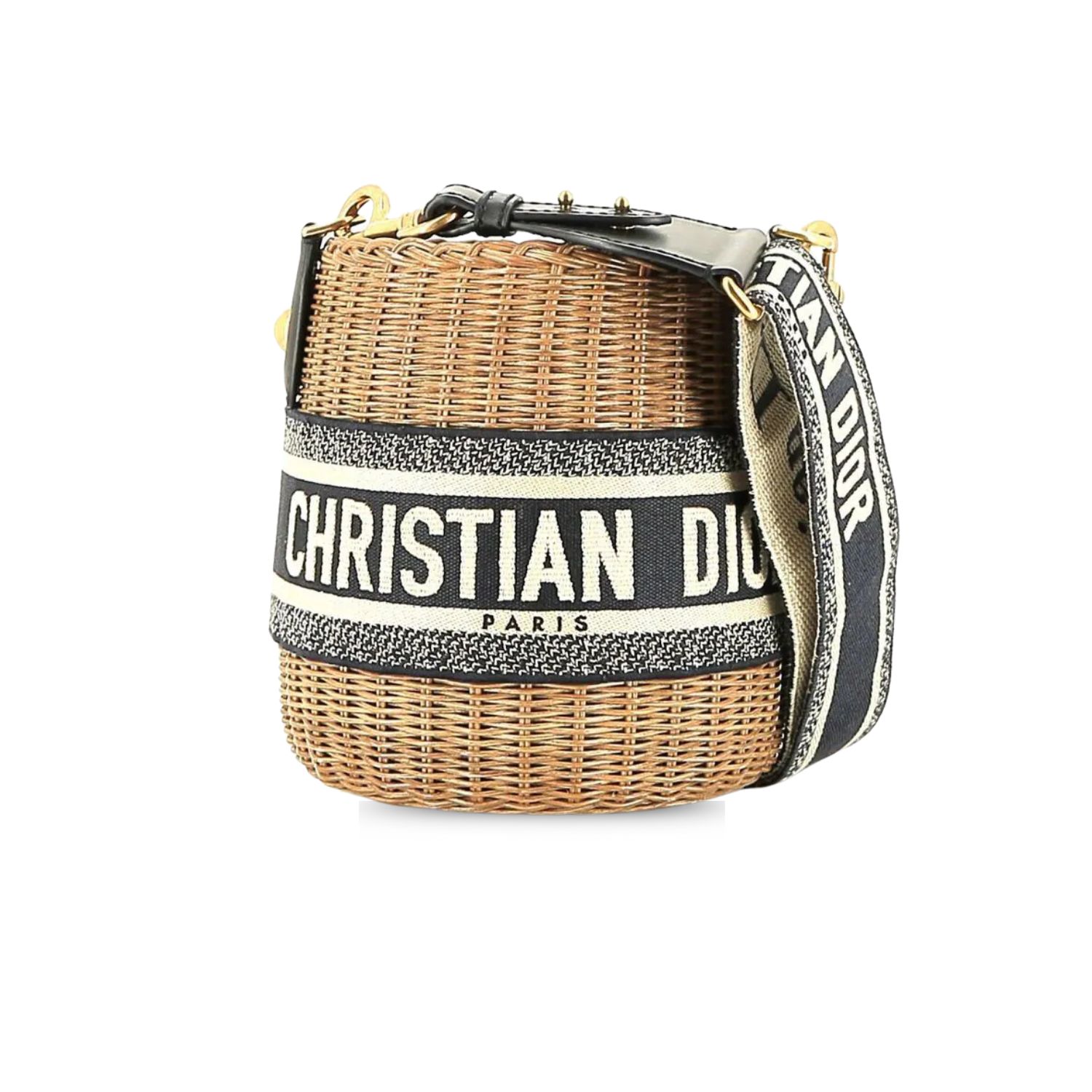 Dior Wicker Bucket Shoulder Bag Beige For Women 7.9in / 20cm