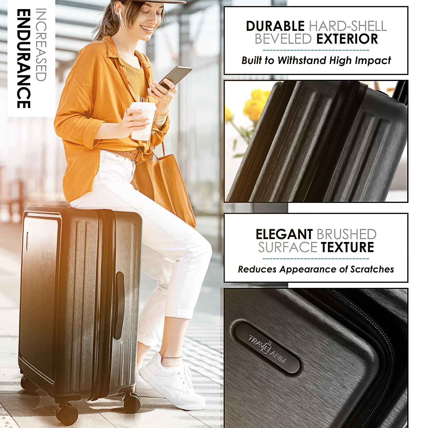 Virtu 4 Piece Hardshell Exapandable Luggage Set, Spinner Luggage Suitcase Set, Navy Blue - Image 25