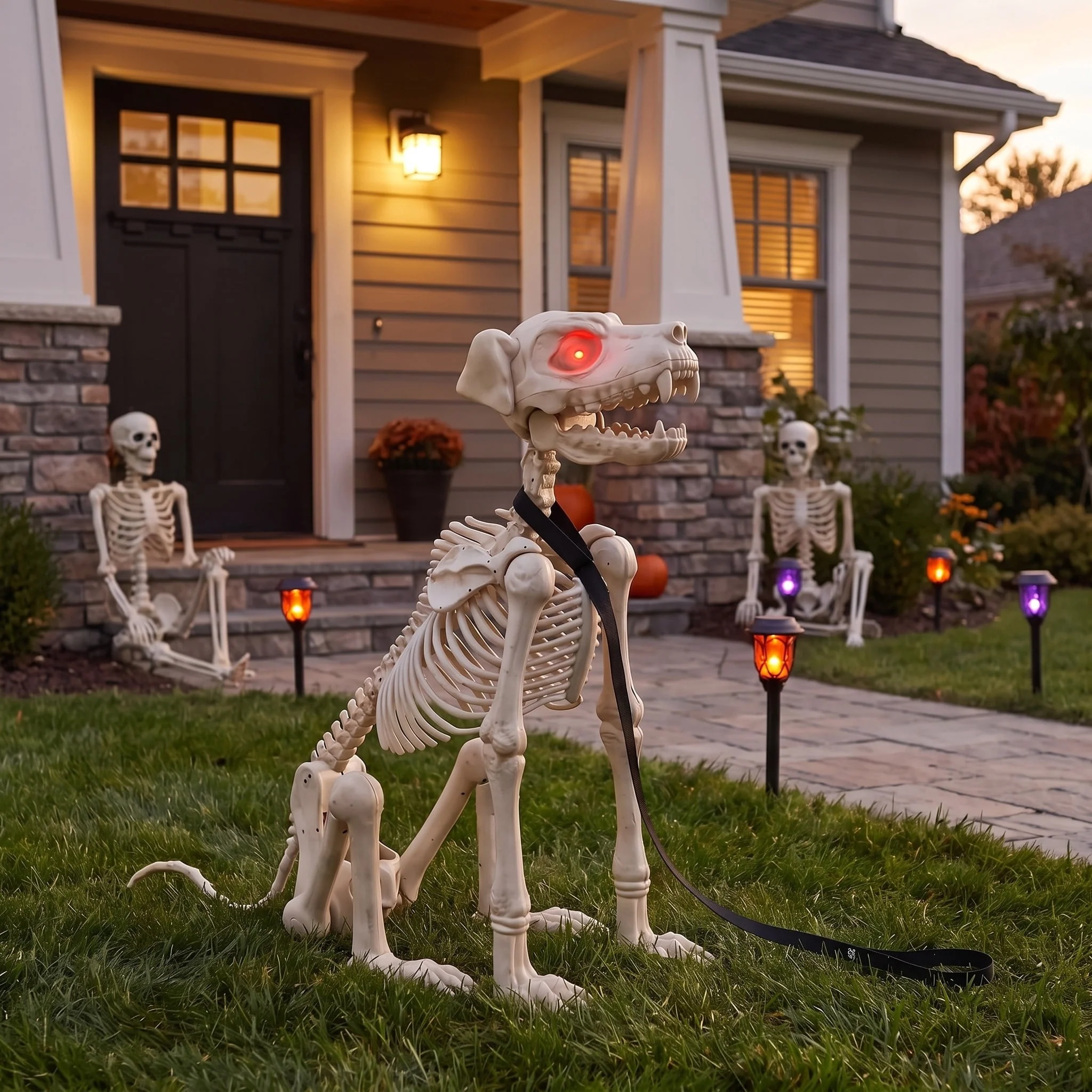 Way To Celebrate Animated Skeleton Dog Halloween Decoration, Beige, 60 in - Image 2 Way To Celebrate Animated Skeleton Dog Halloween Decoration, Beige, 60 in - Image 2